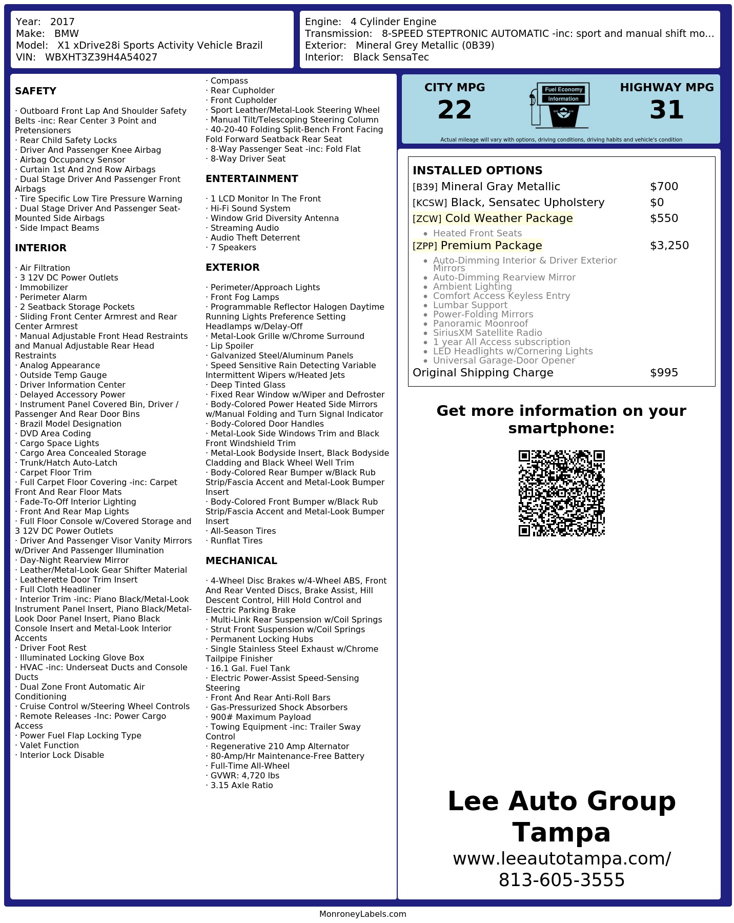 Monroney Label