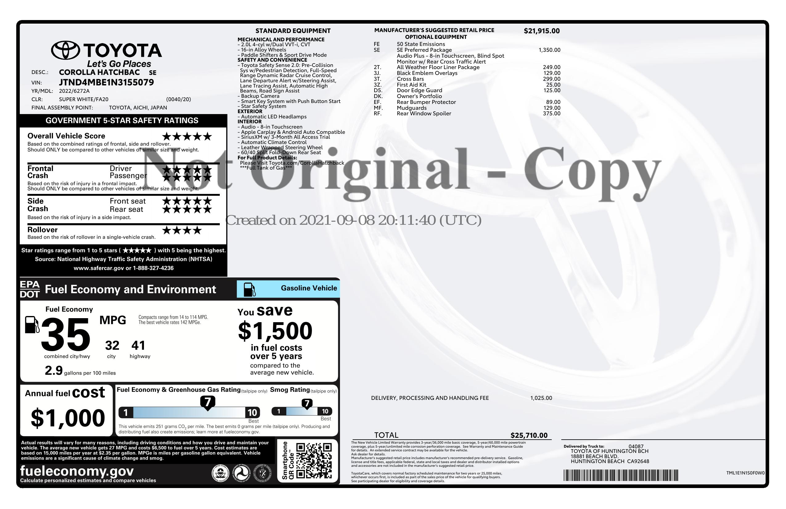 Monroney Label