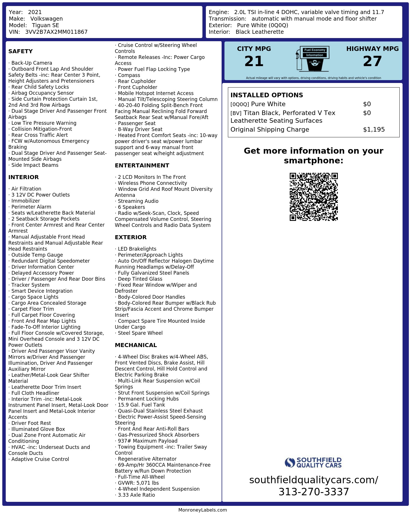 Monroney Label
