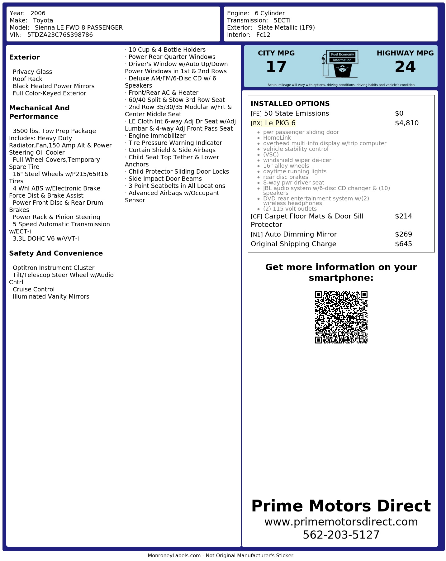 Monroney Label