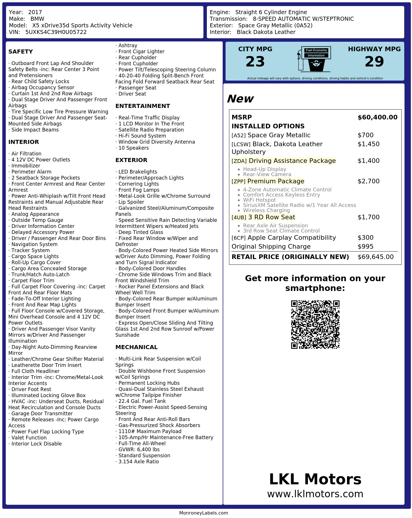 Monroney Label