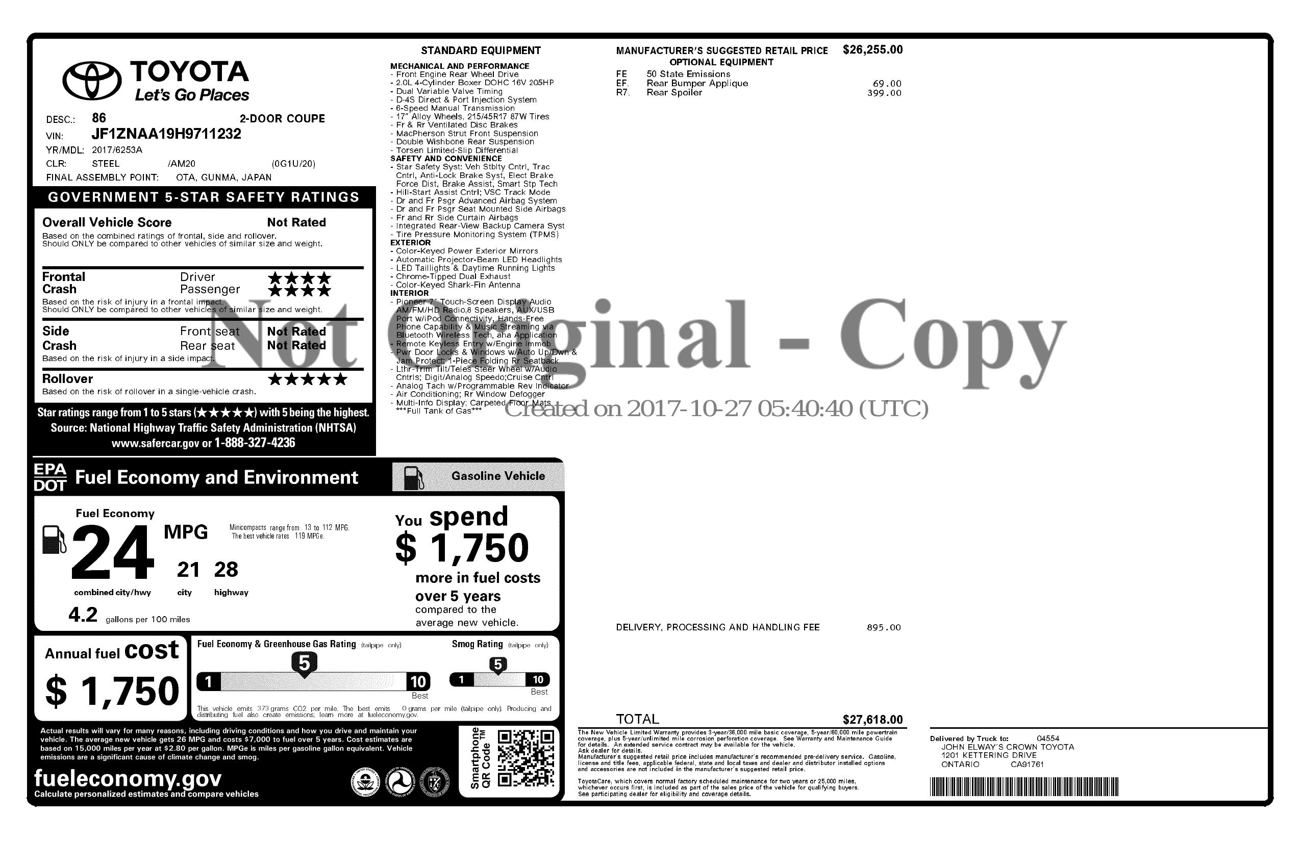 Monroney Label