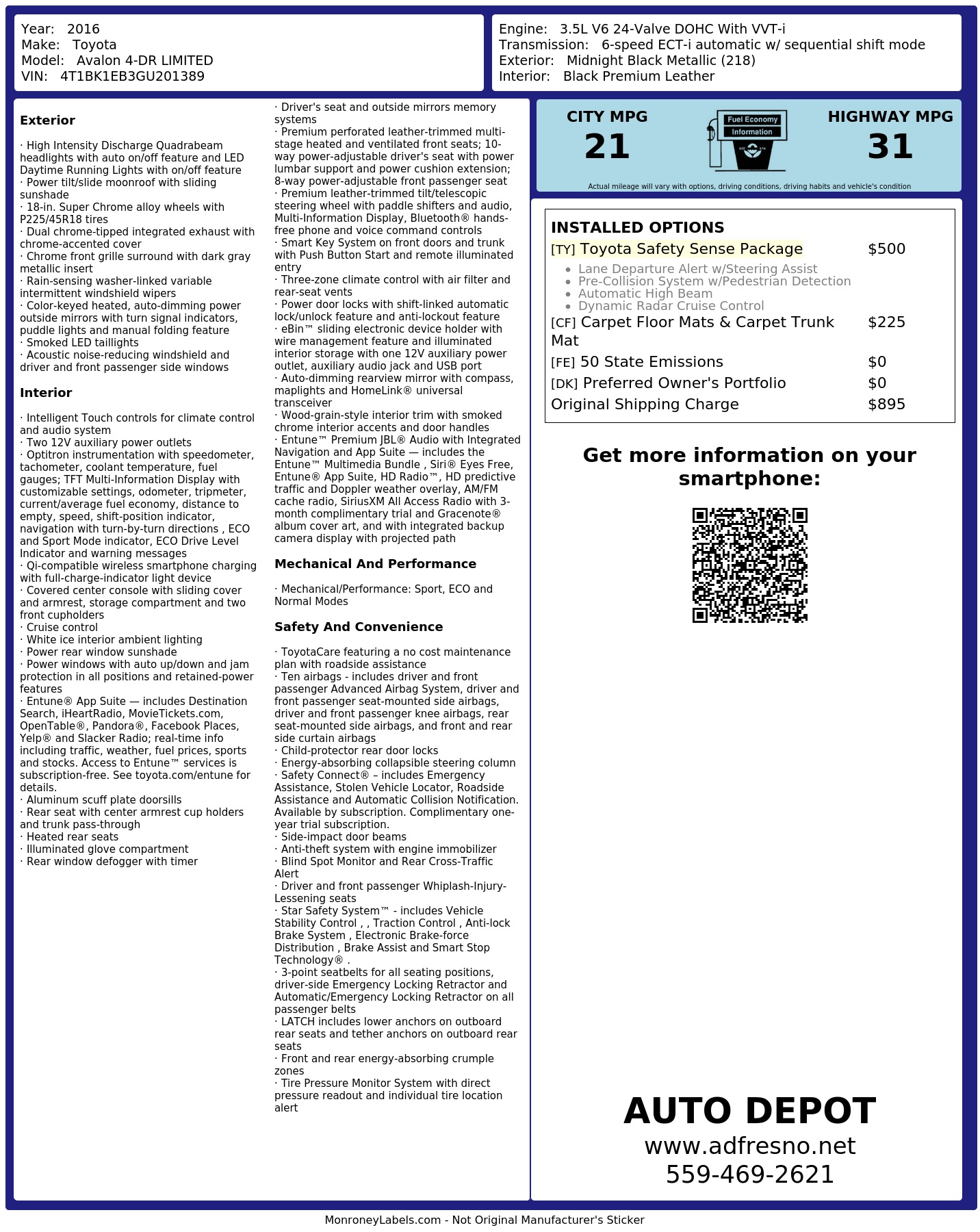 Monroney Label