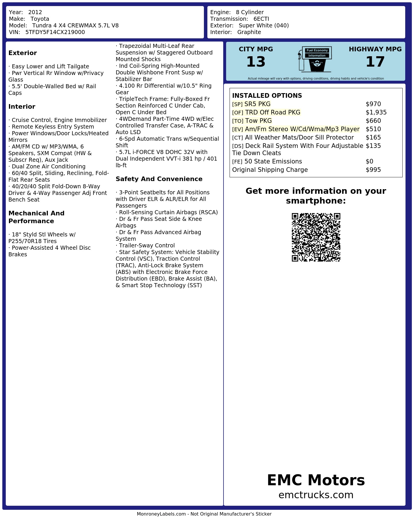 Monroney Label