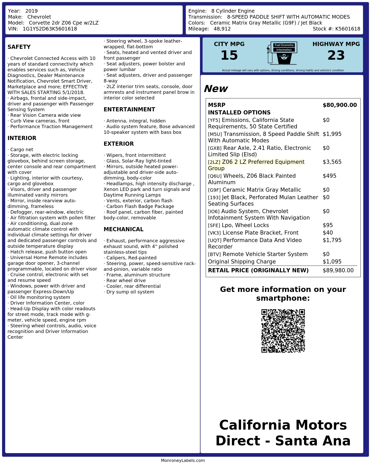 Monroney Label