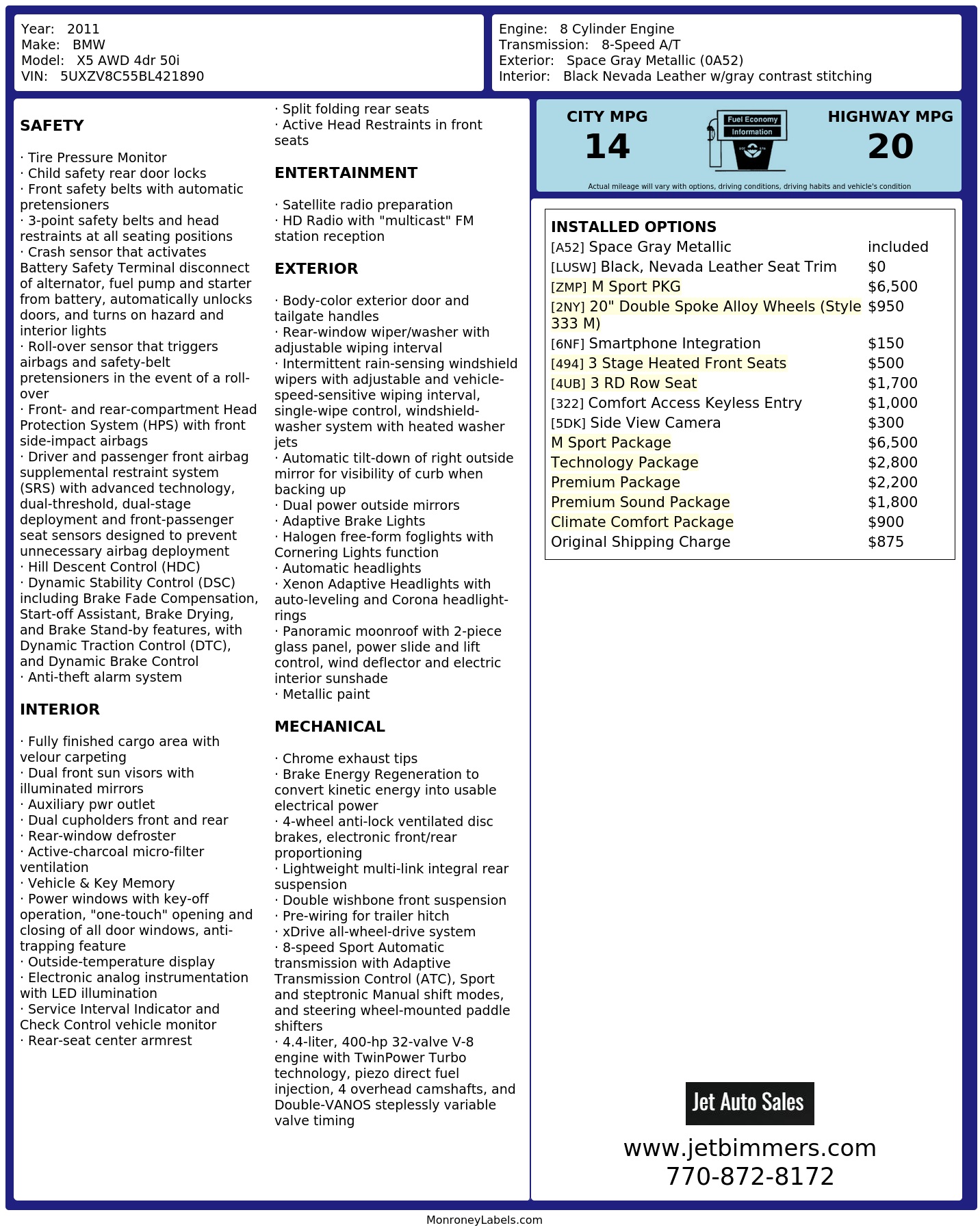 Monroney Label