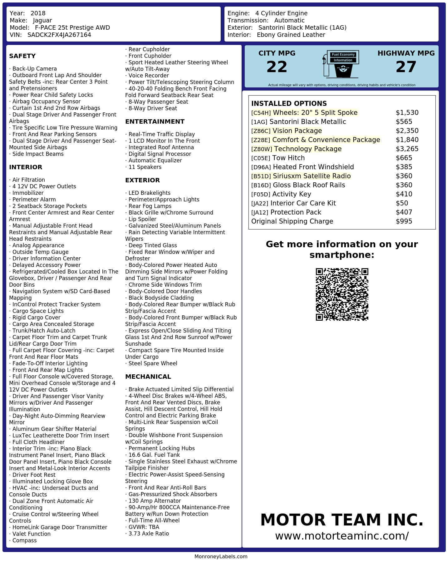 Monroney Label