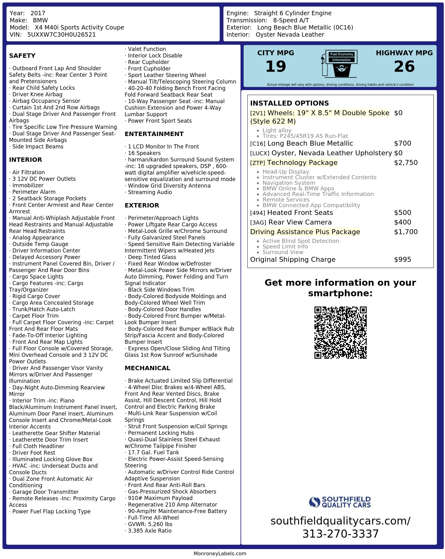 Monroney Label