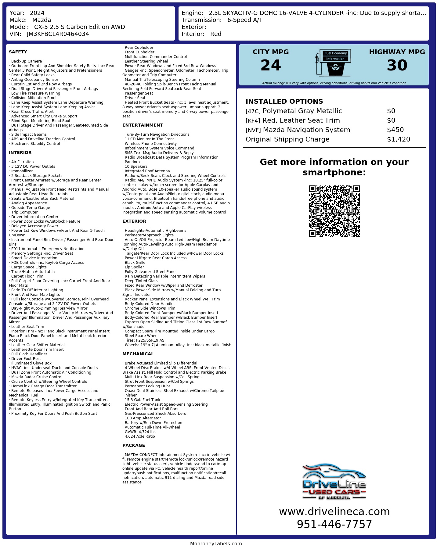 Monroney Label