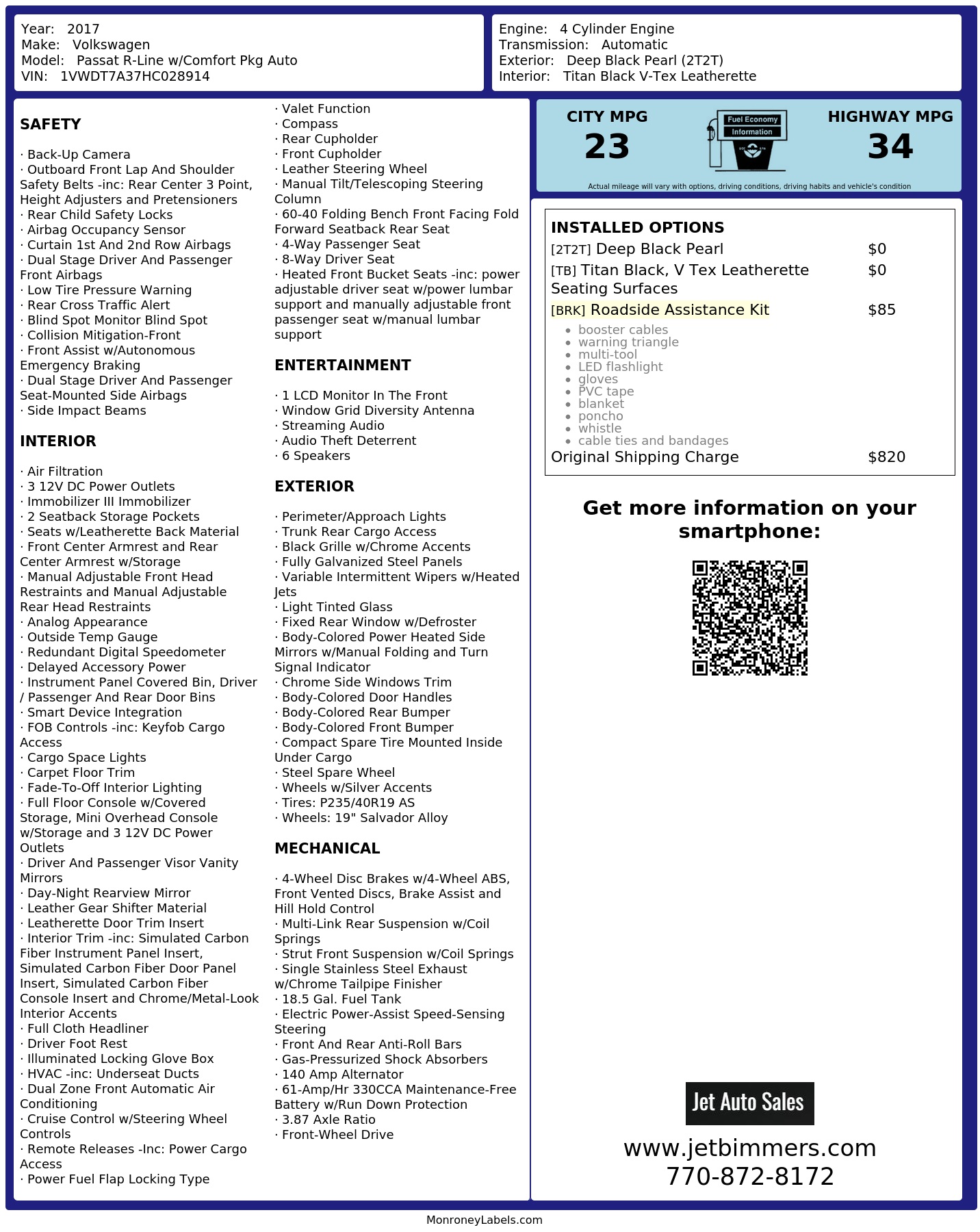 Monroney Label