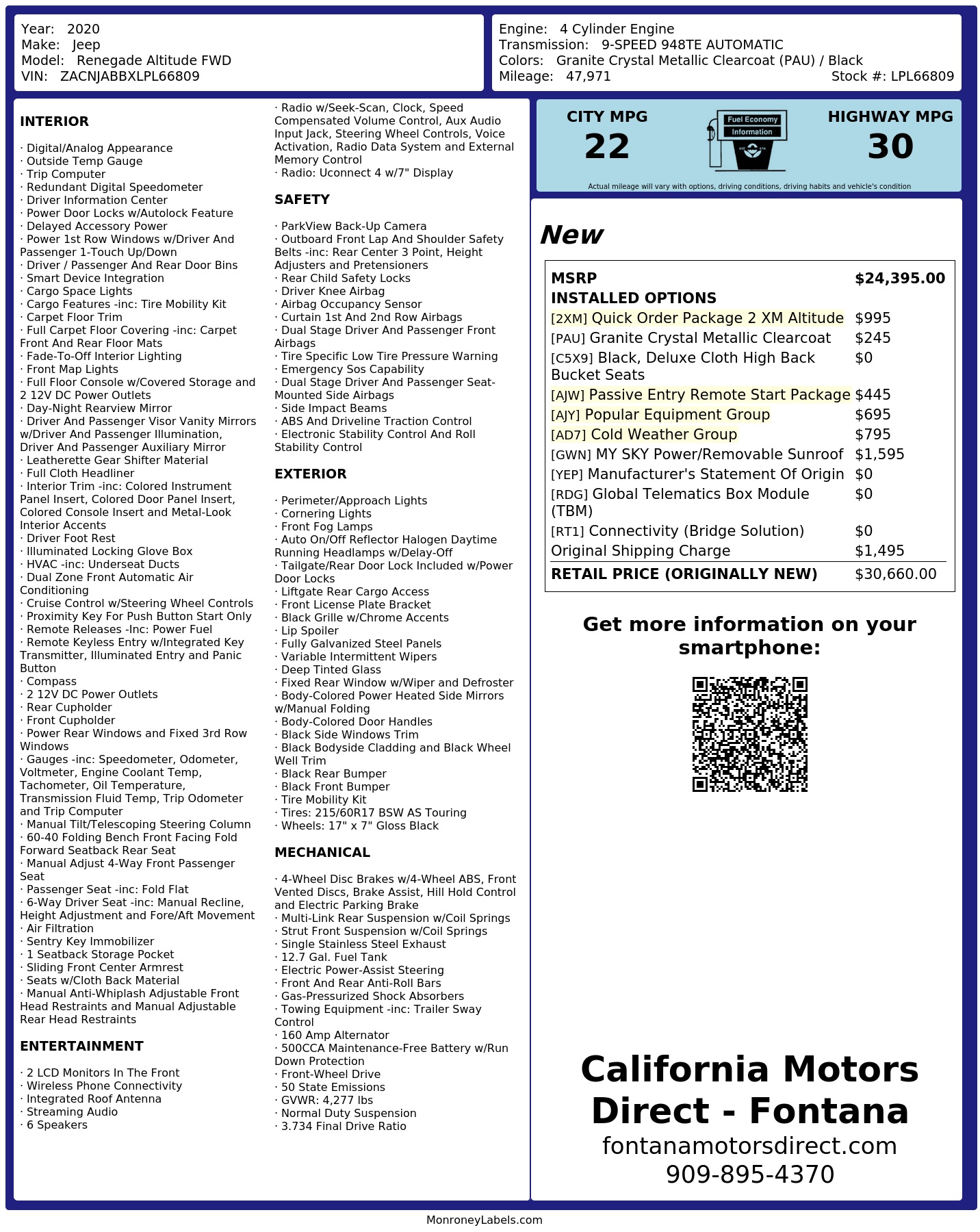 Monroney Label