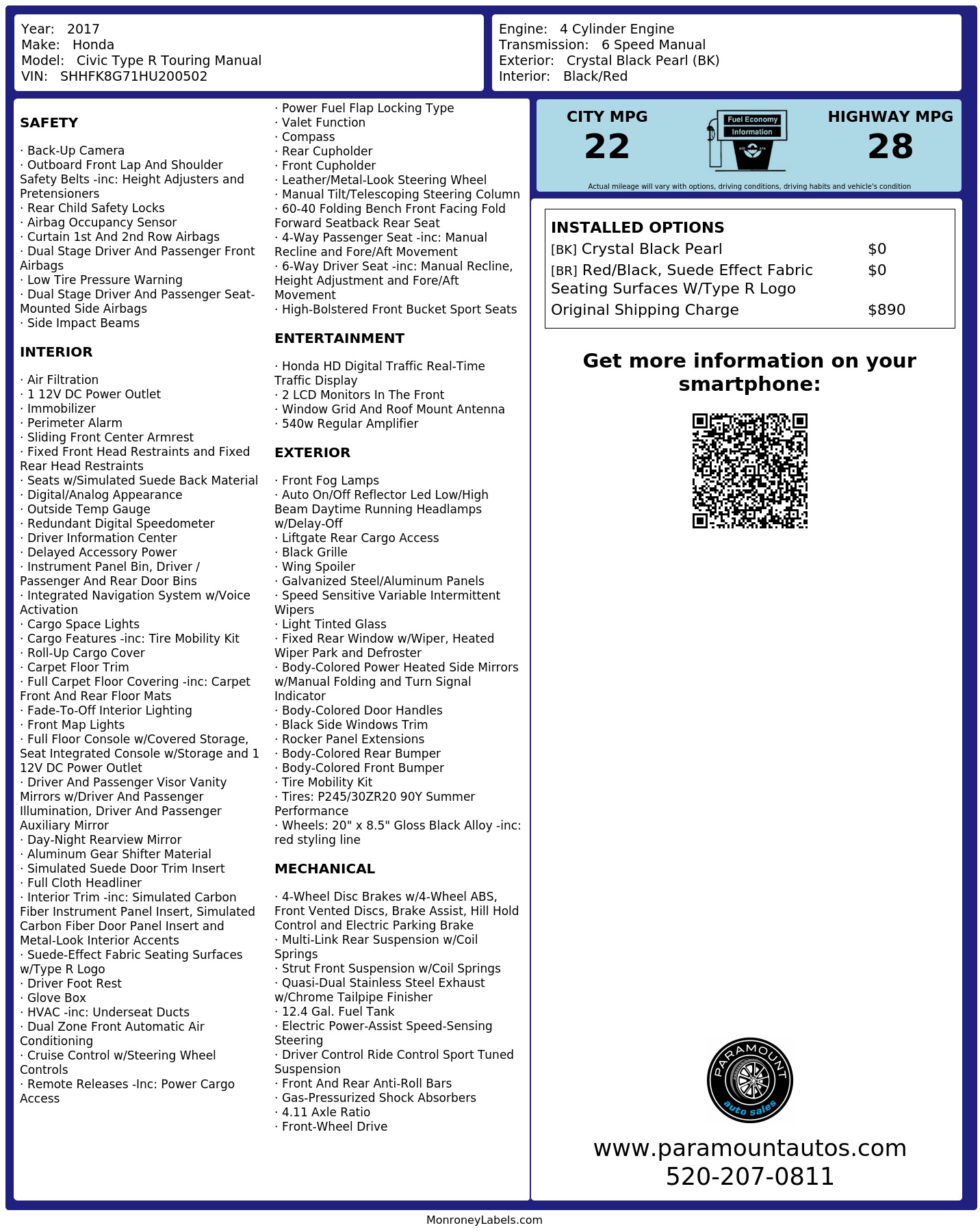 Monroney Label