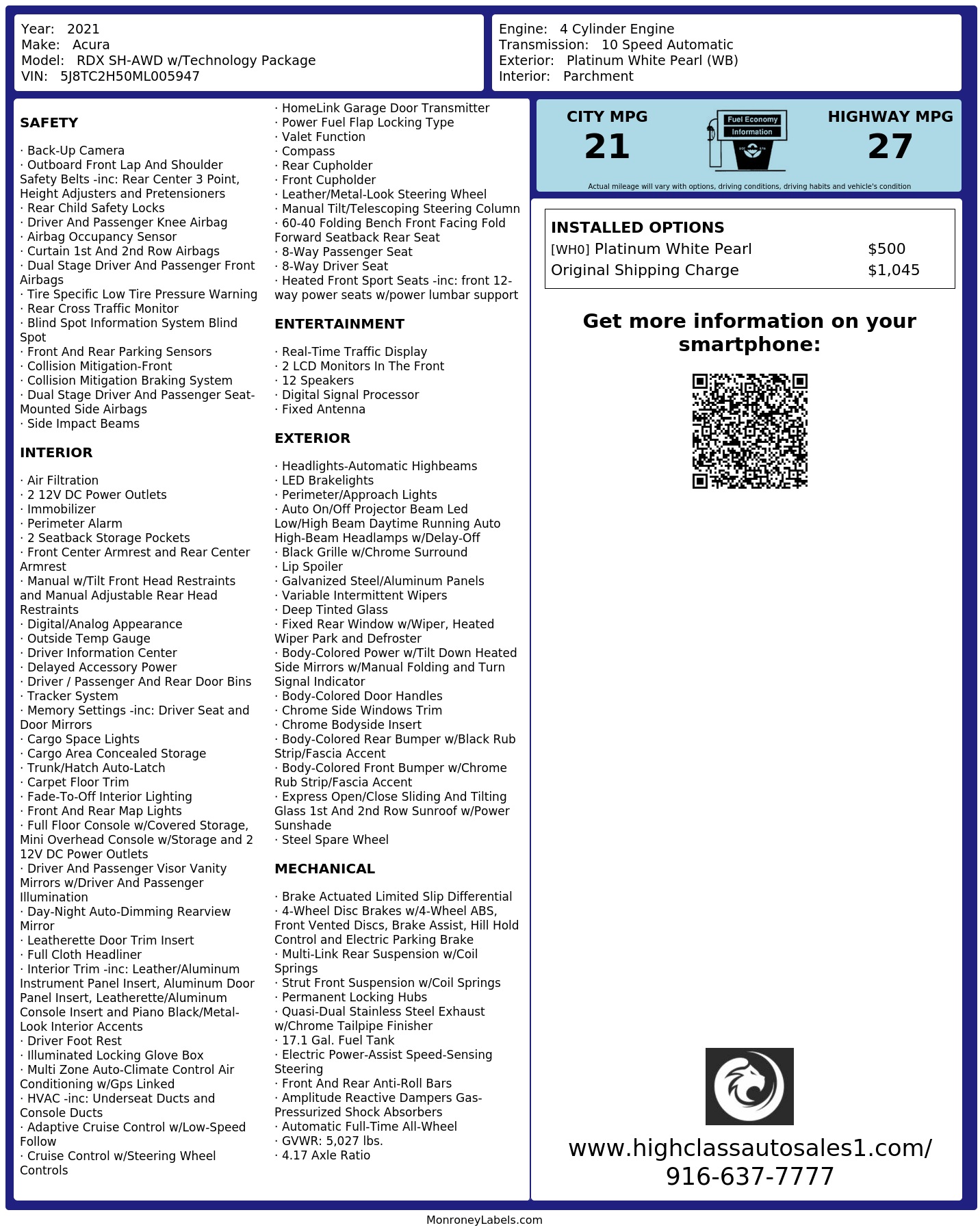 Monroney Label