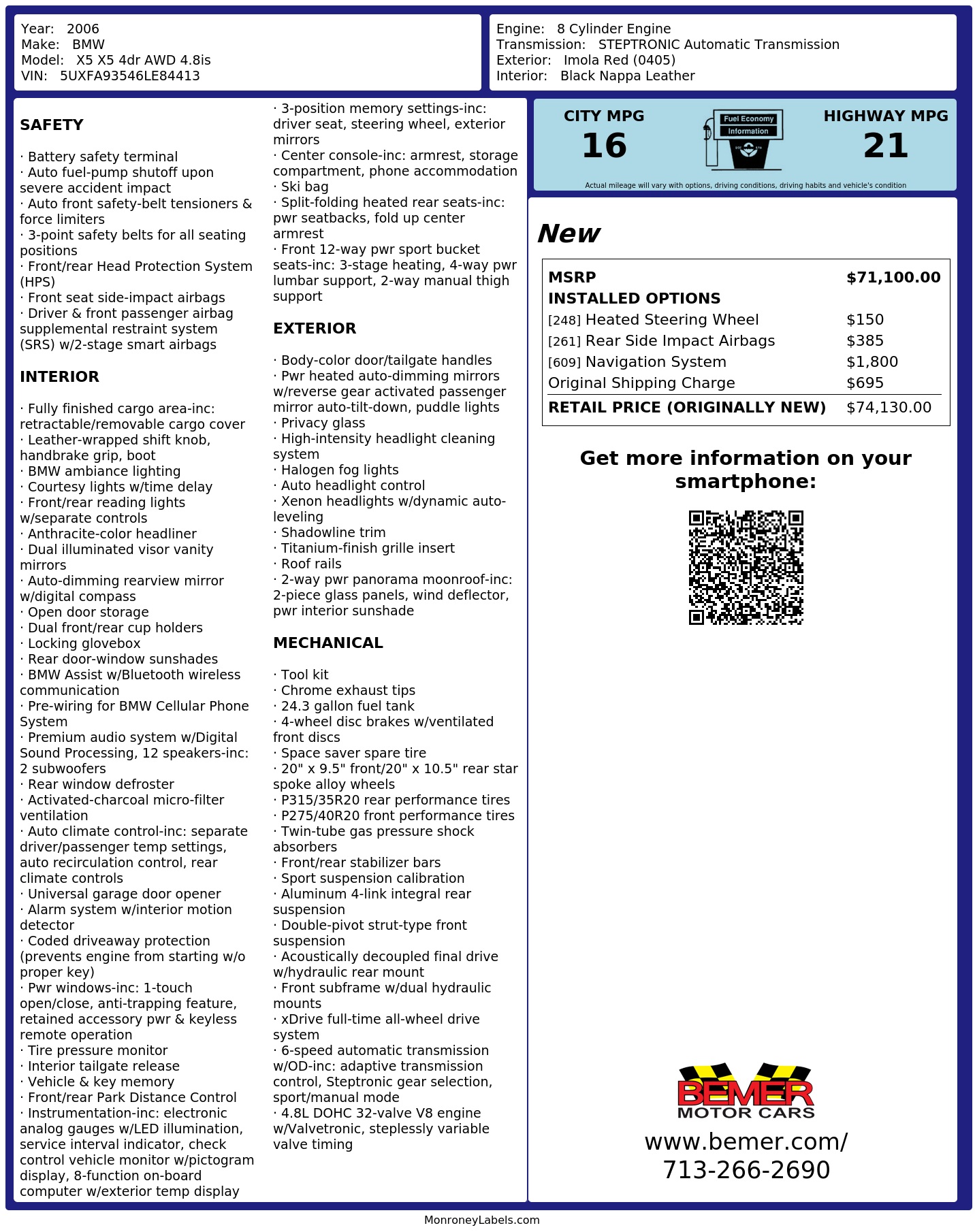 Monroney Label