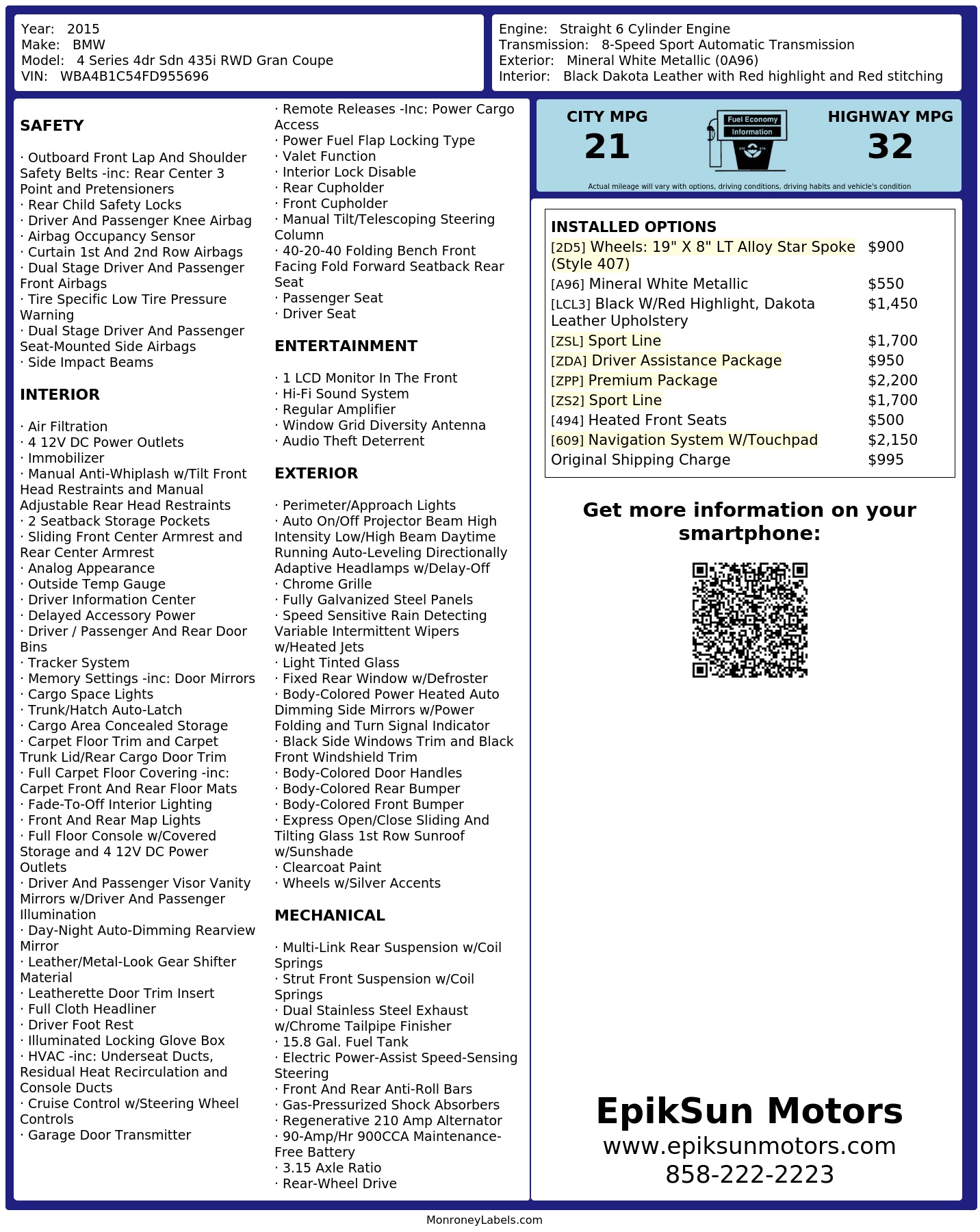 Monroney Label