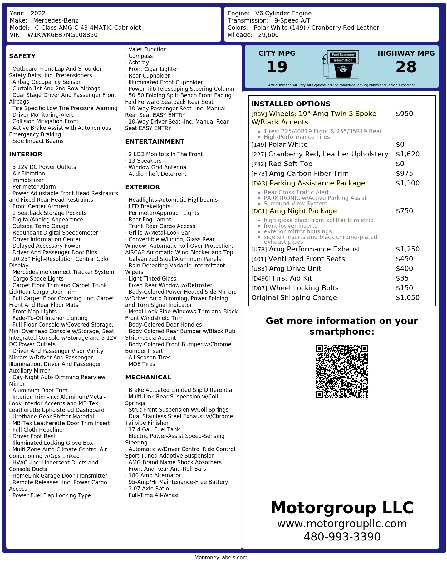Monroney Label