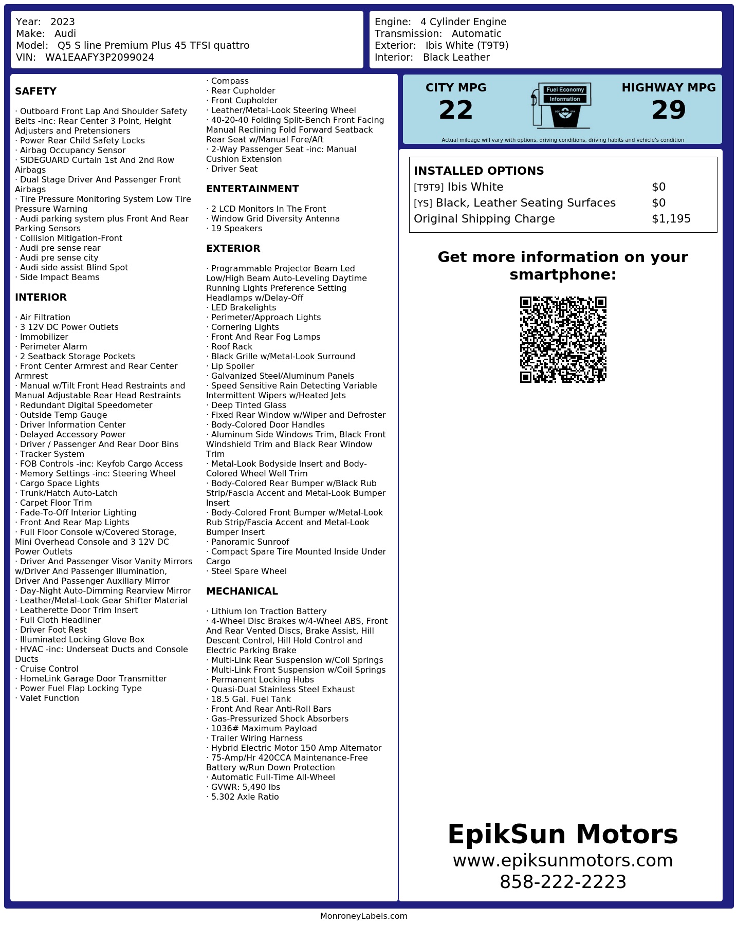 Monroney Label