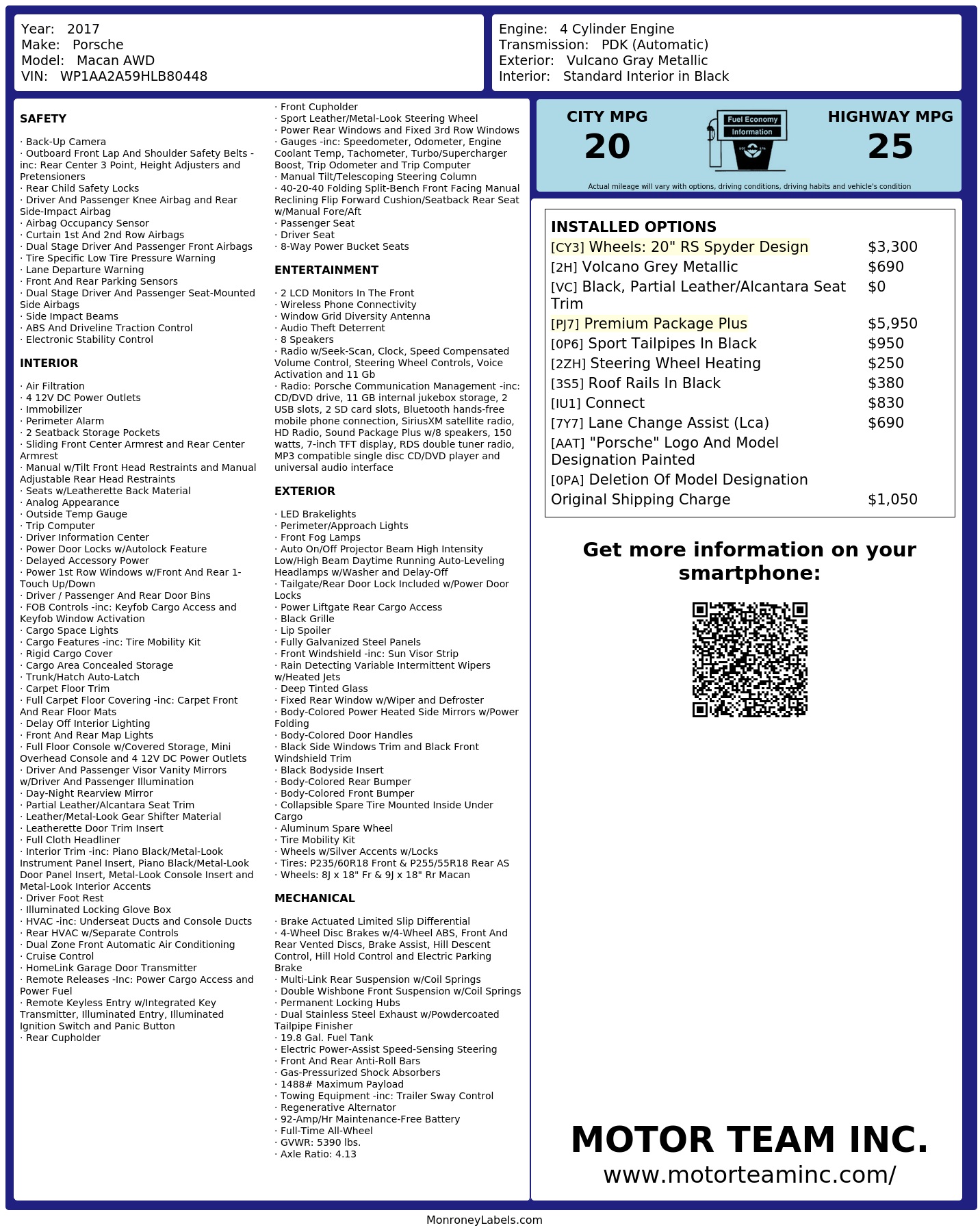 Monroney Label