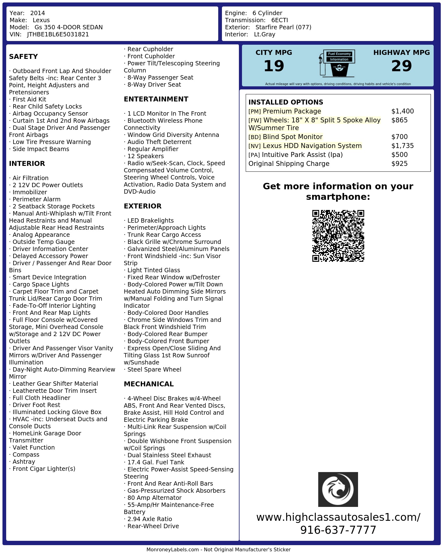 Monroney Label