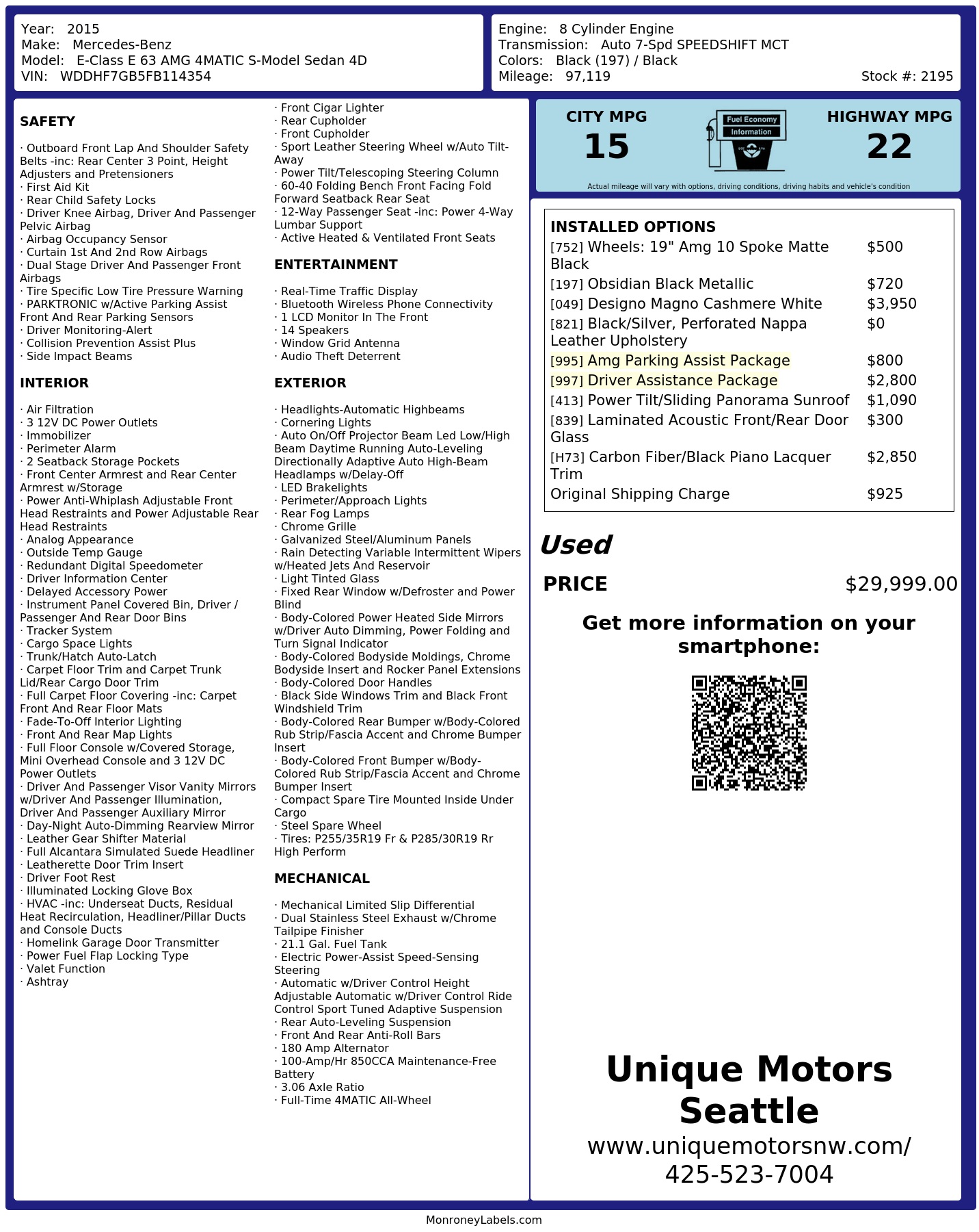 Monroney Label