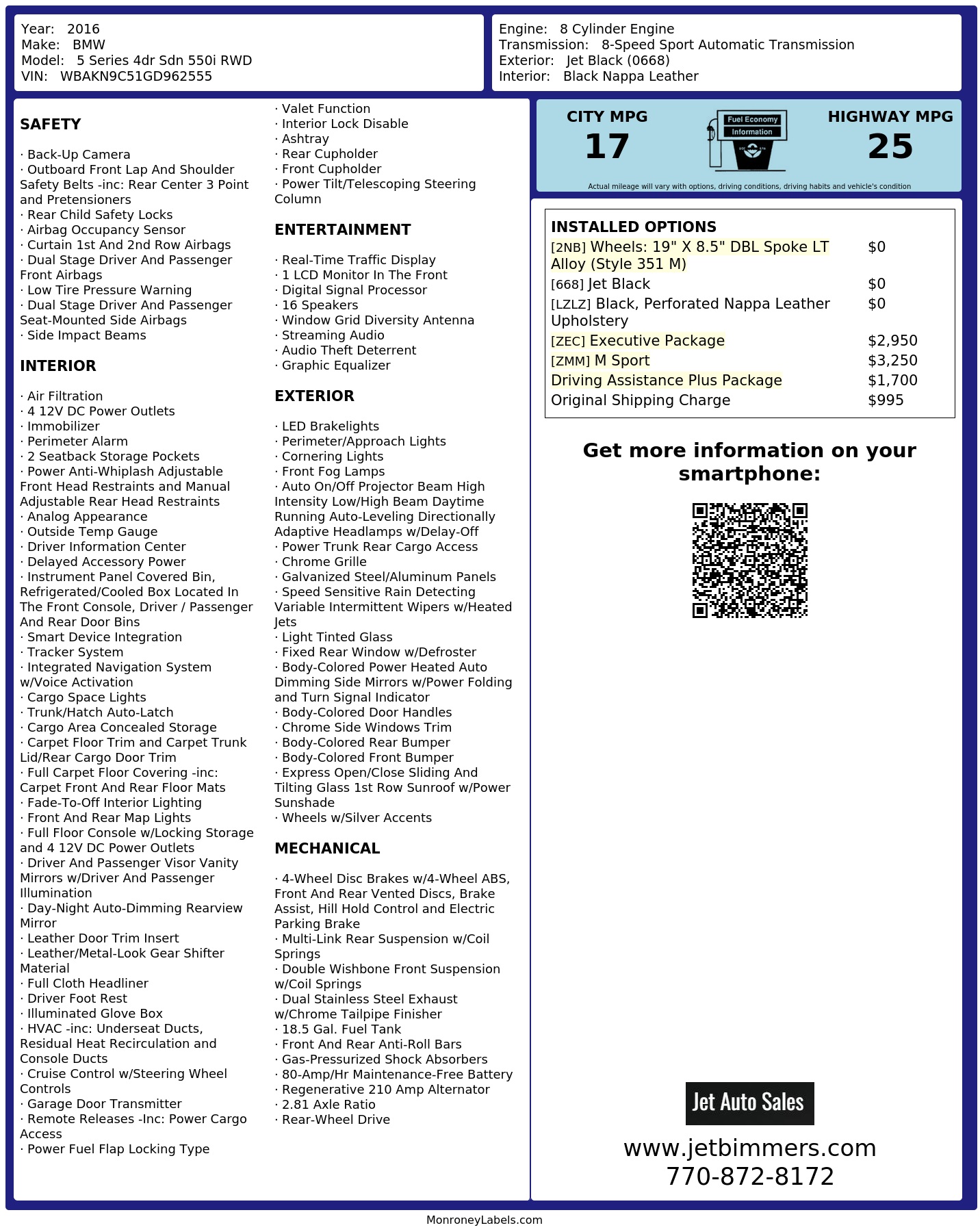 Monroney Label