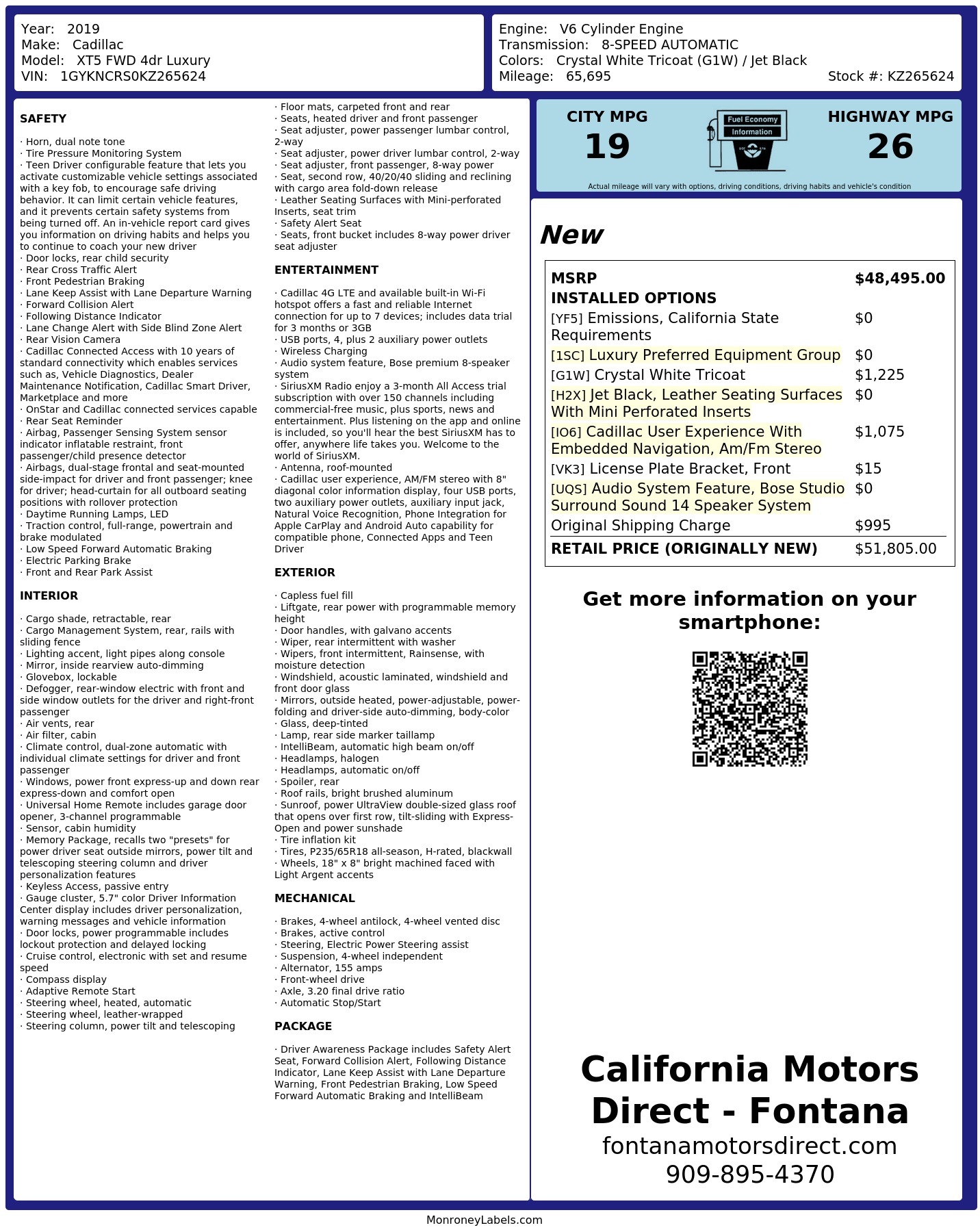 Monroney Label