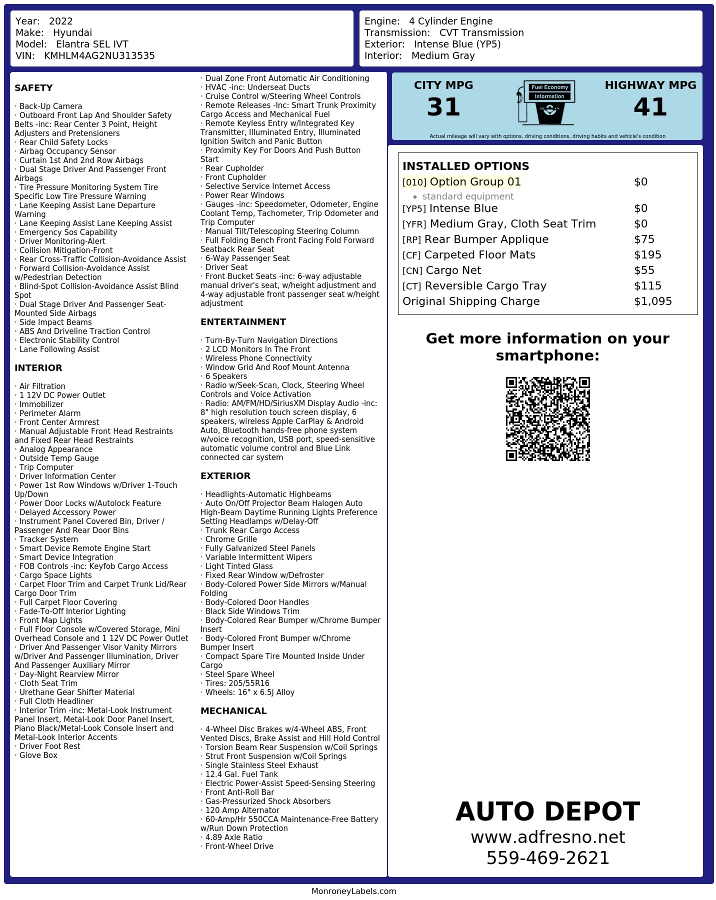 Monroney Label