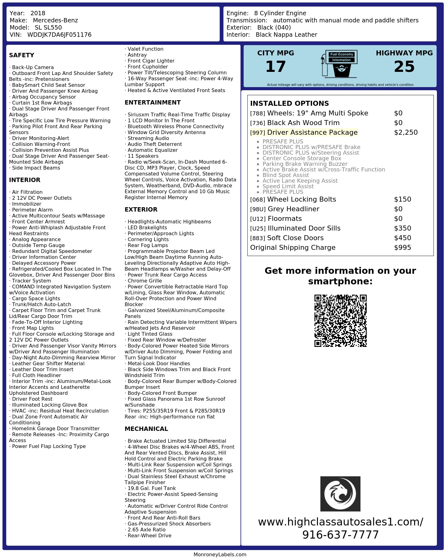Monroney Label