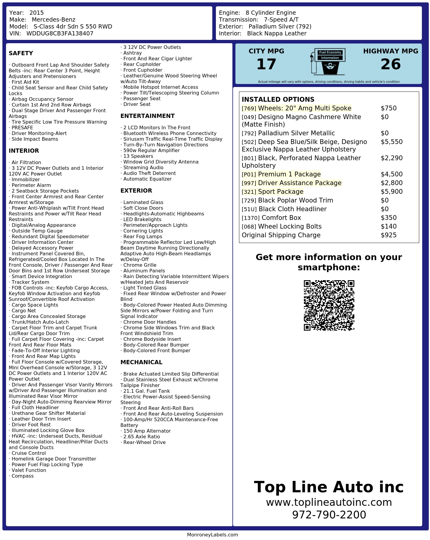 Monroney Label