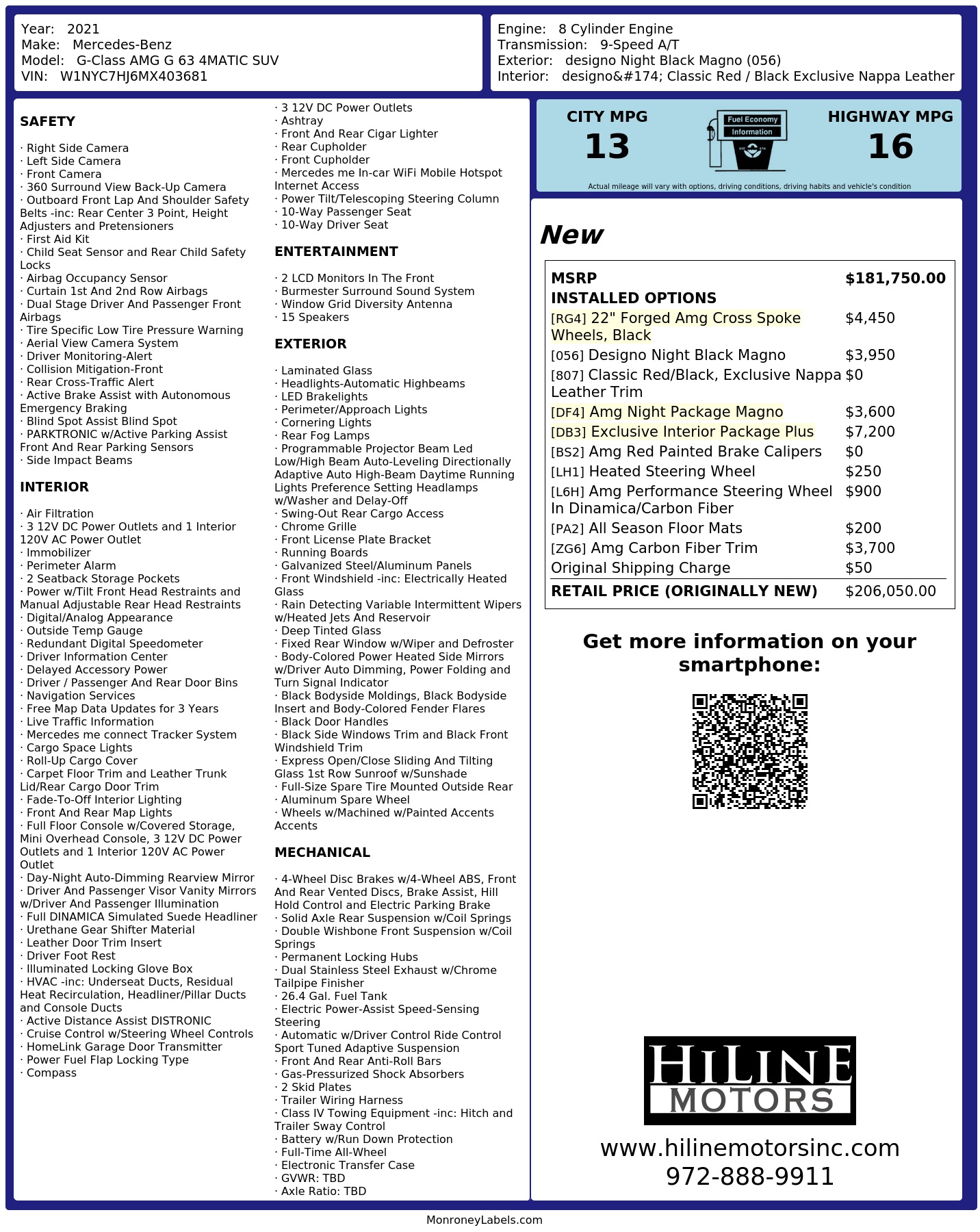 Monroney Label