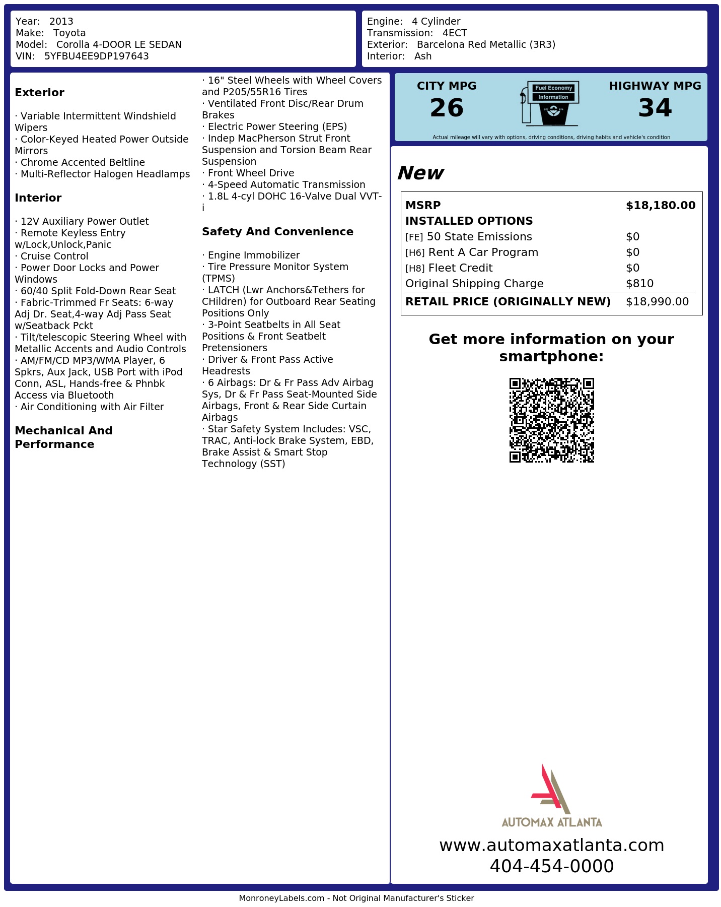 Monroney Label