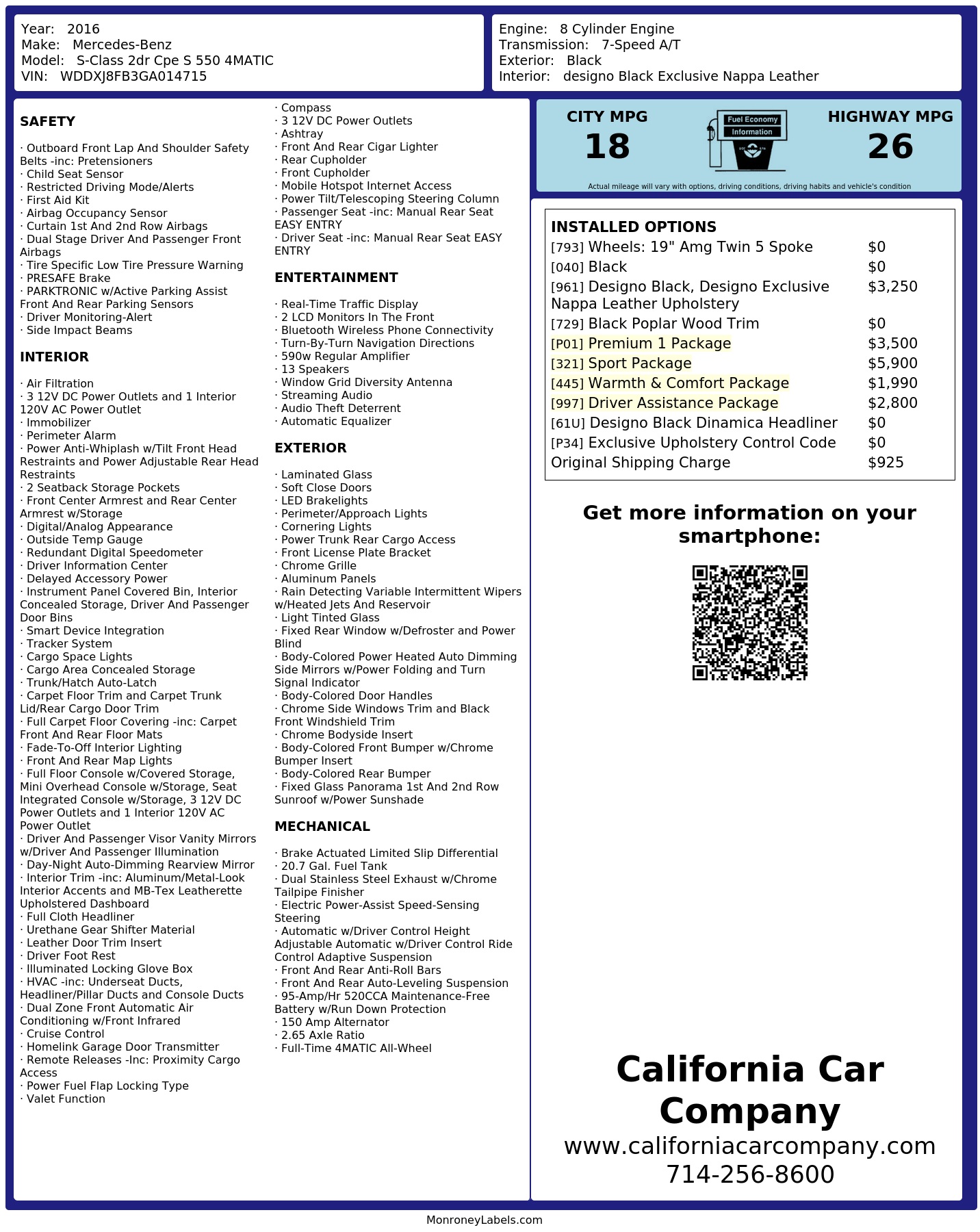 Monroney Label