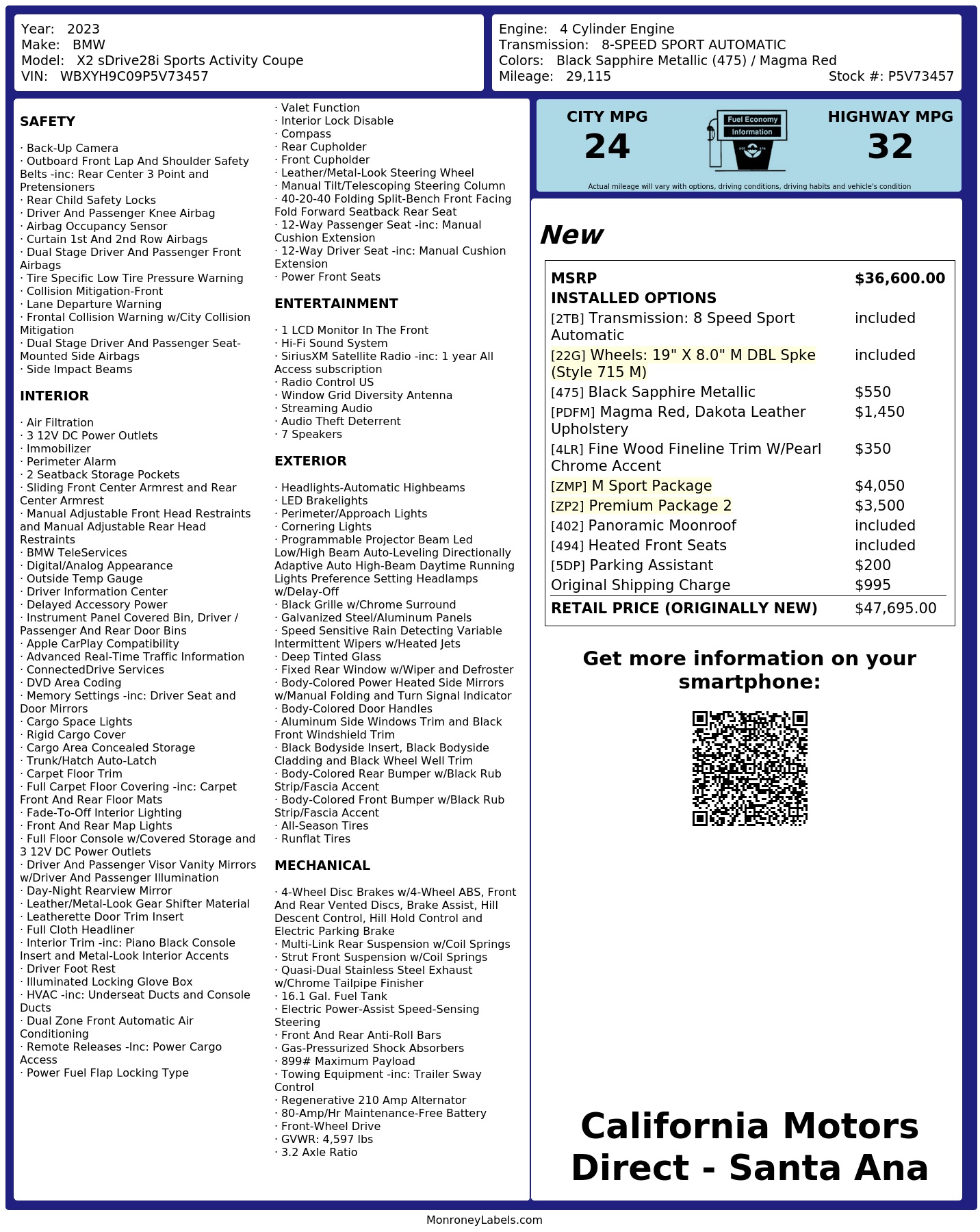 Monroney Label