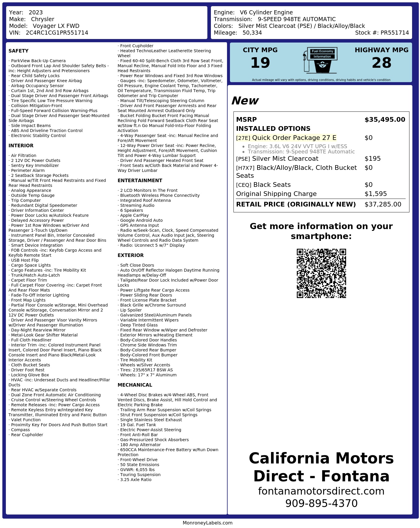 Monroney Label