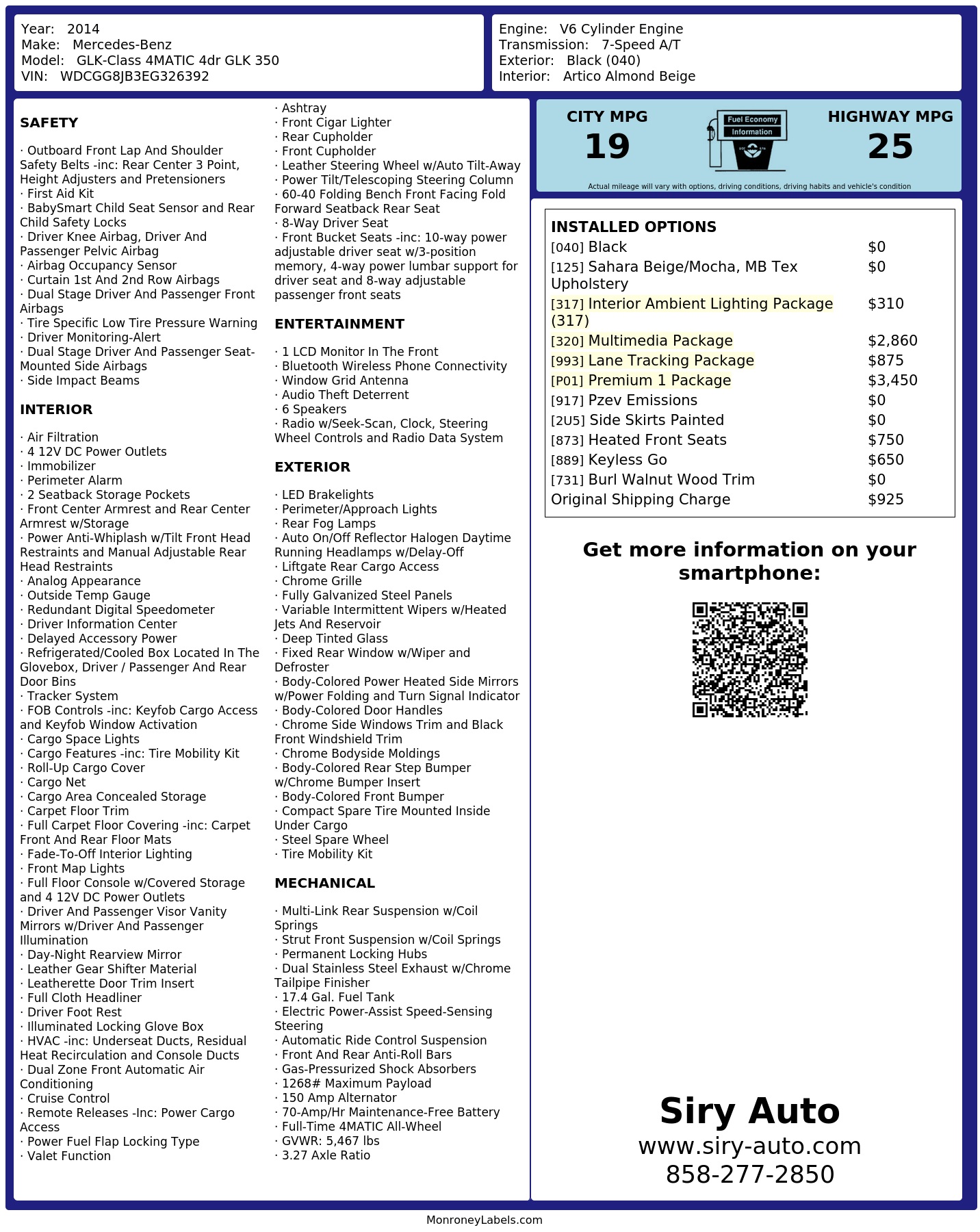 Monroney Label