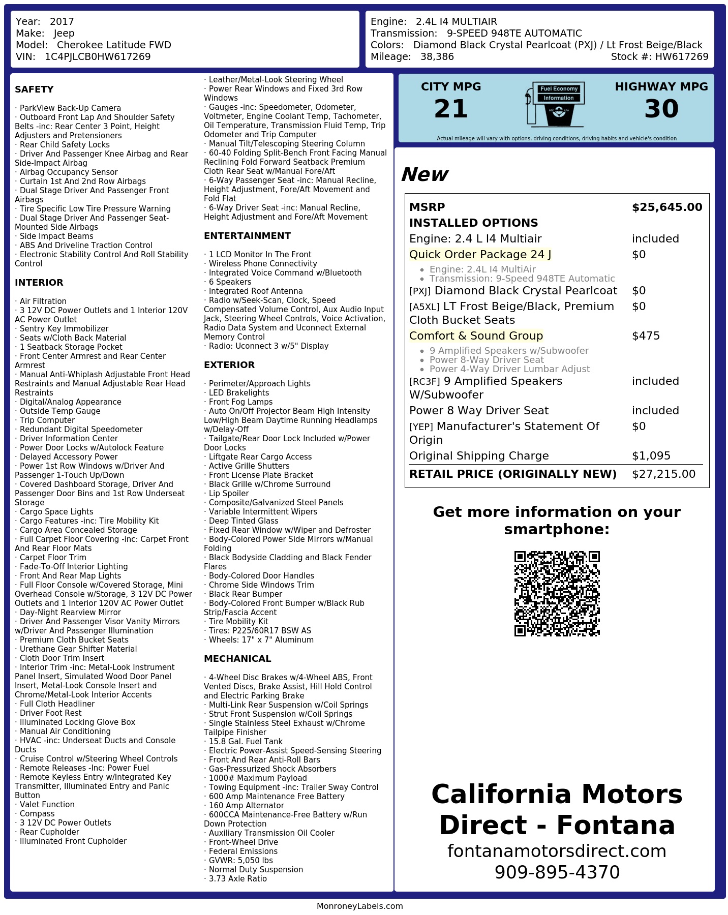 Monroney Label