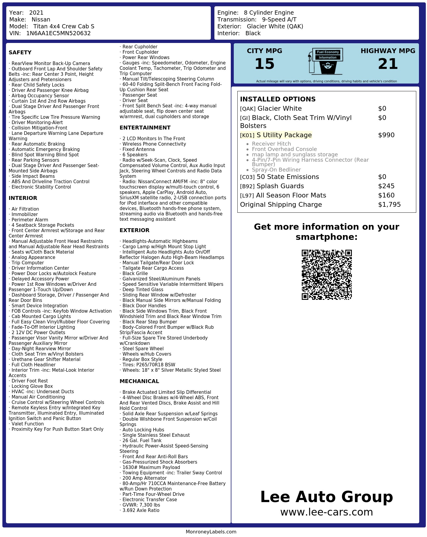 Monroney Label