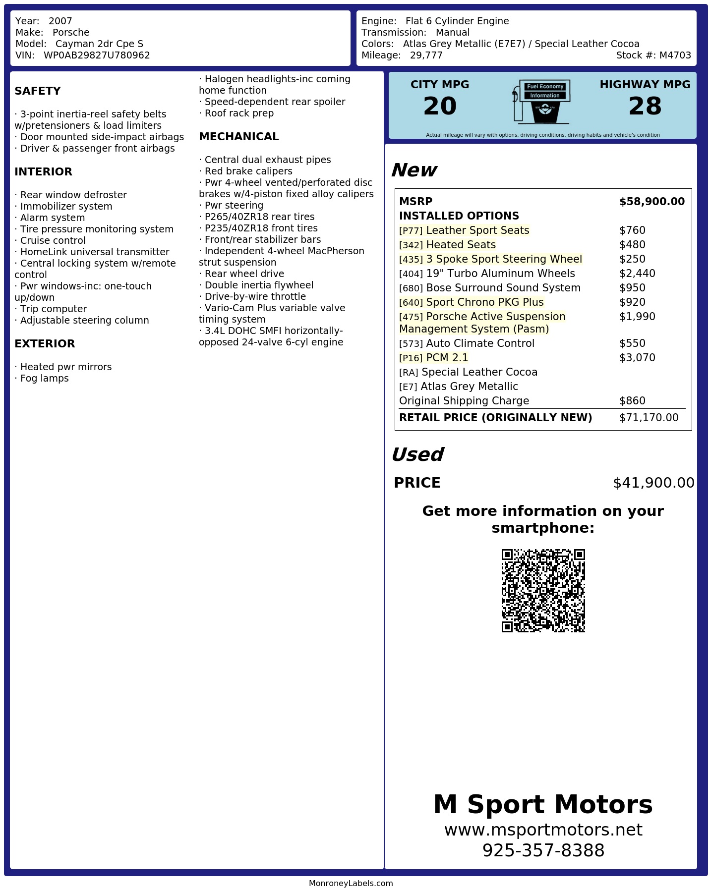 Monroney Label