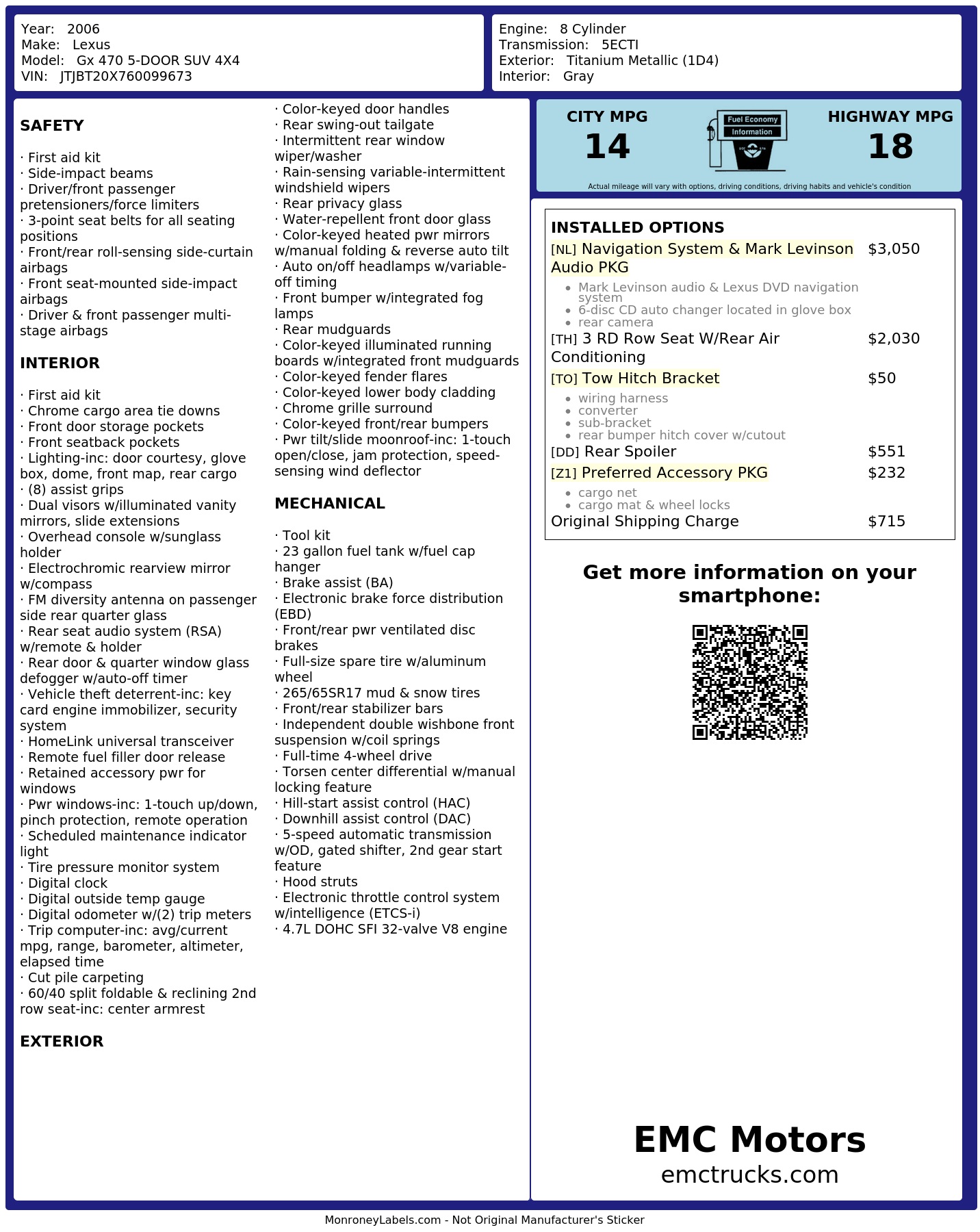 Monroney Label