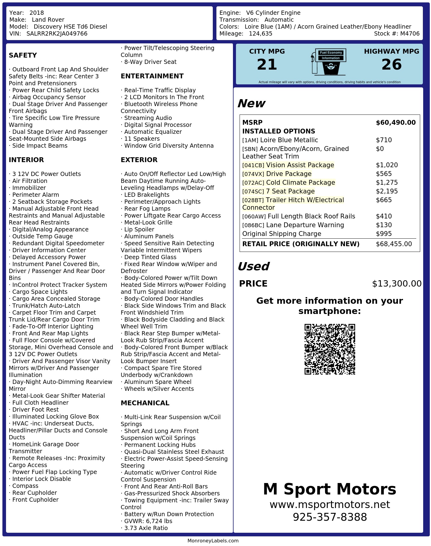 Monroney Label