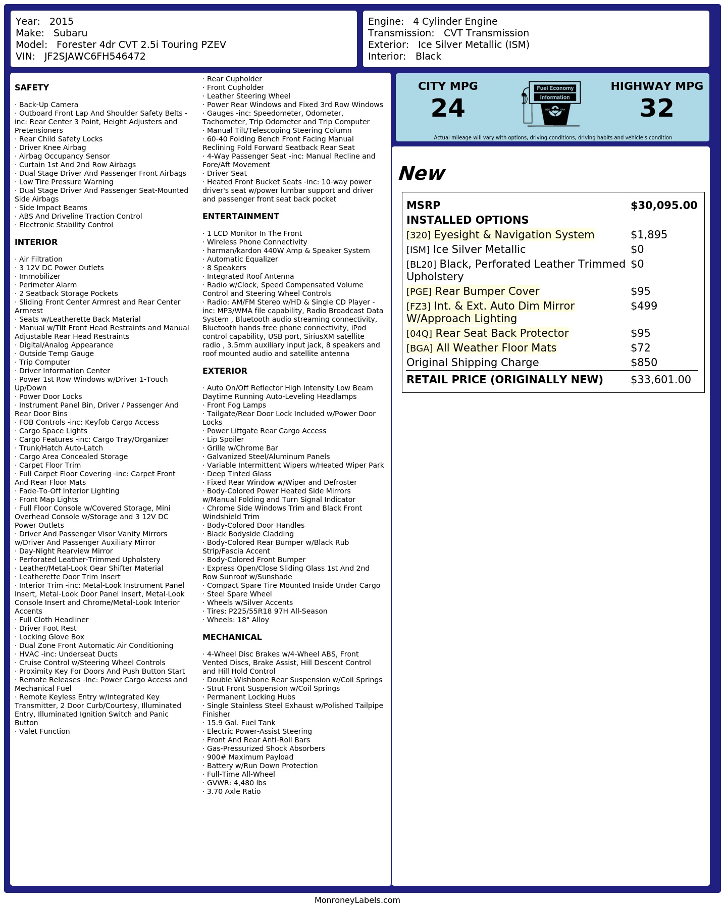 Monroney Label