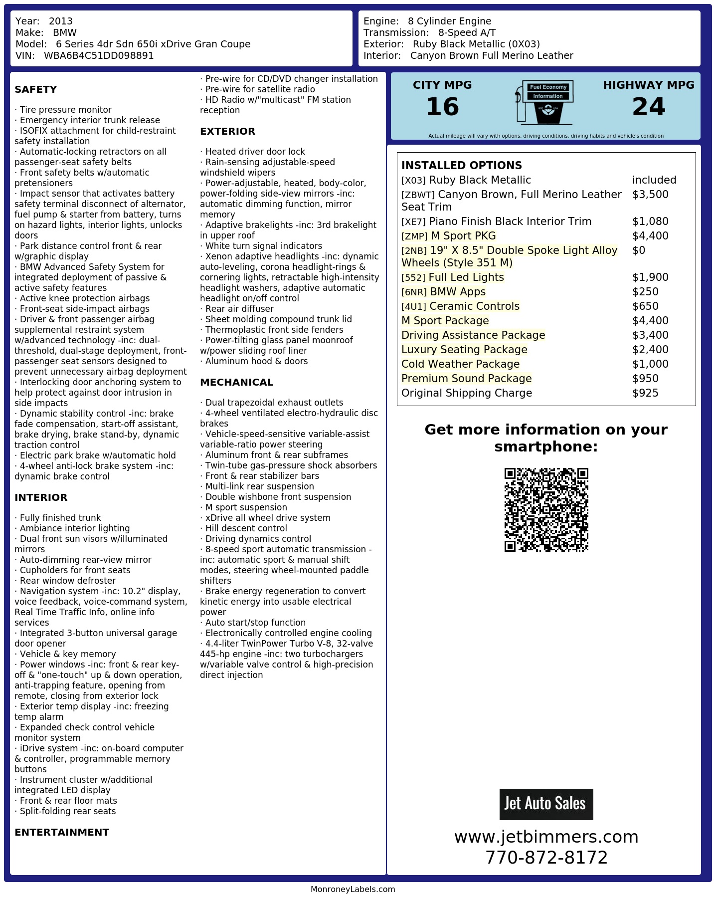 Monroney Label