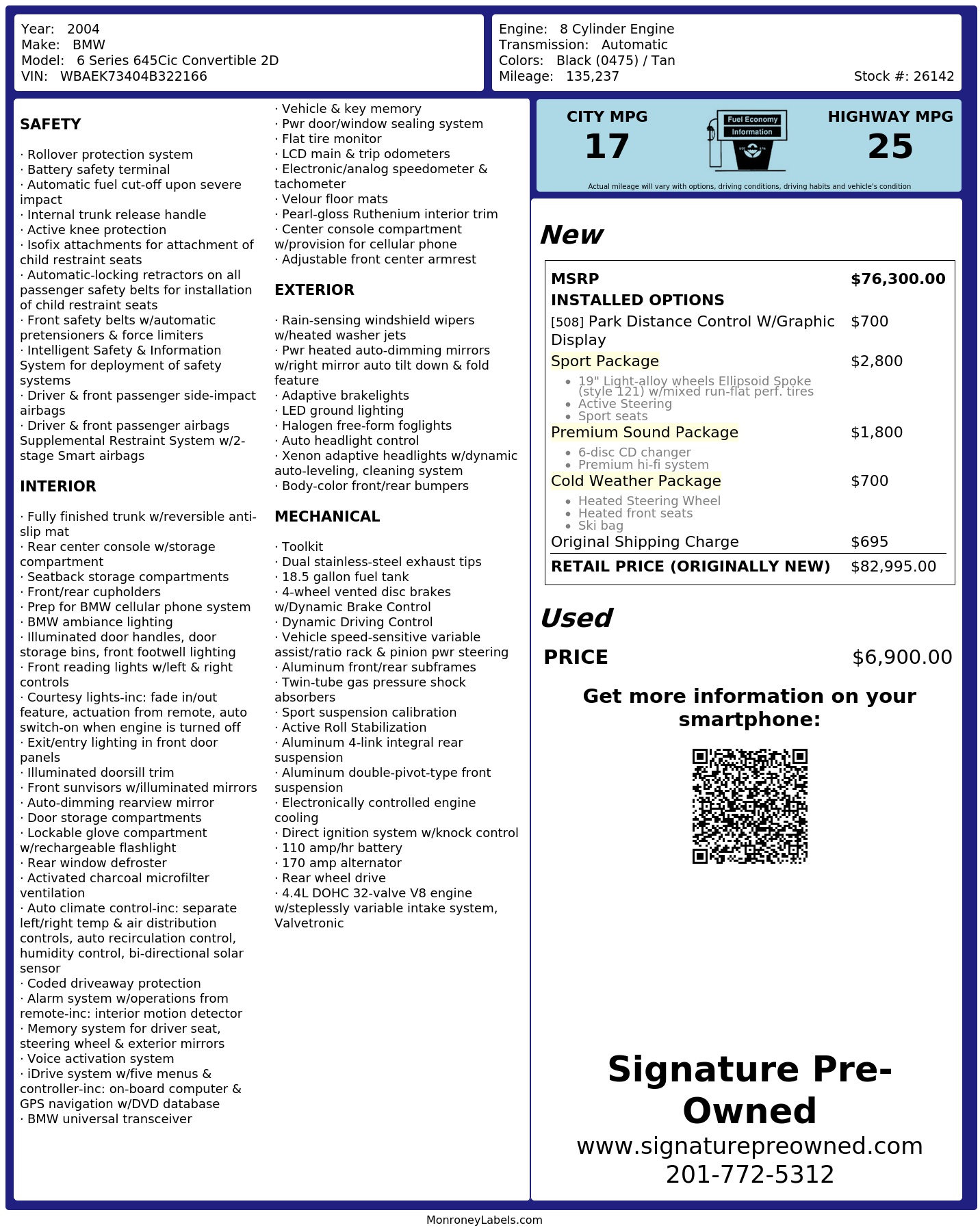 Monroney Label