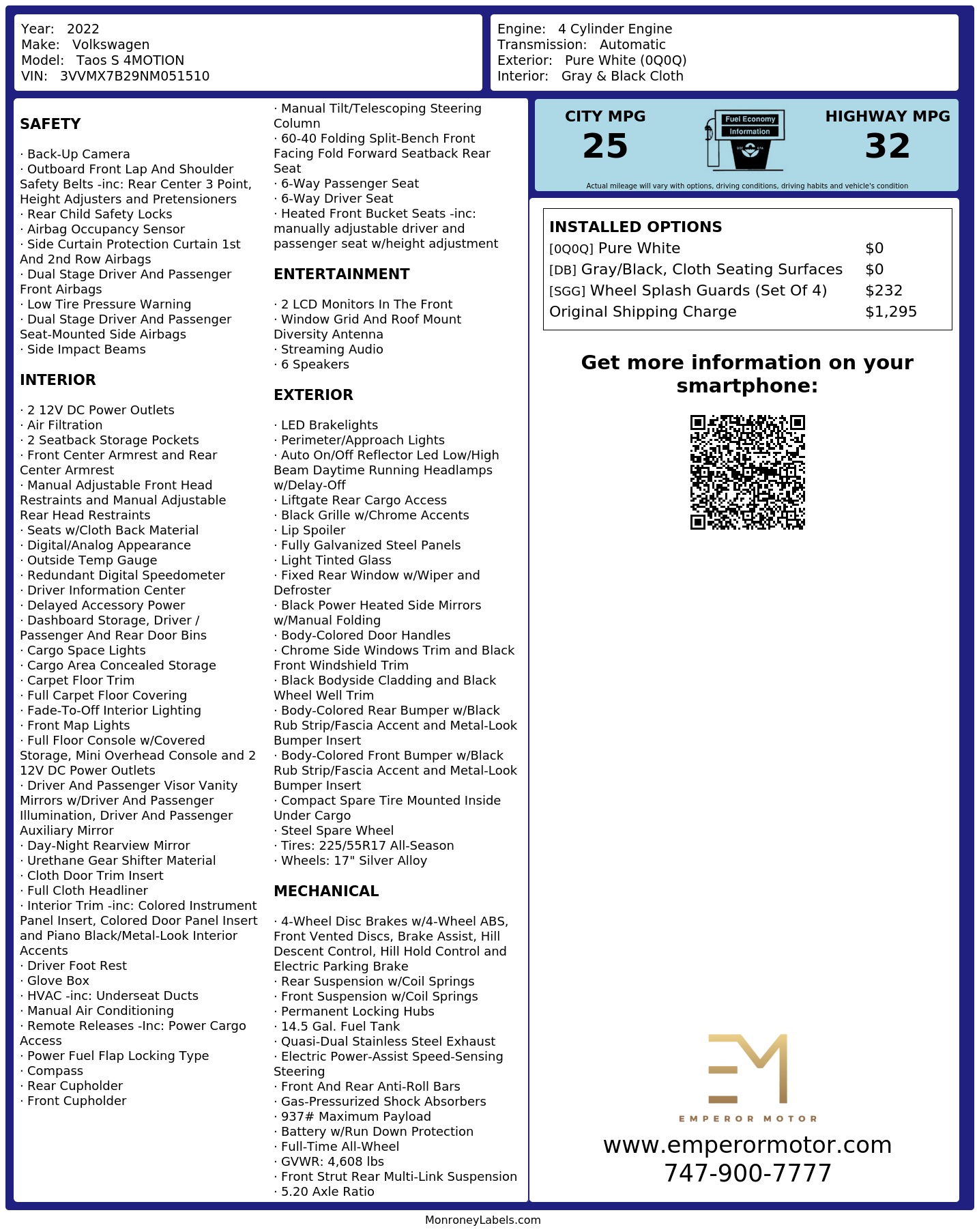 Monroney Label