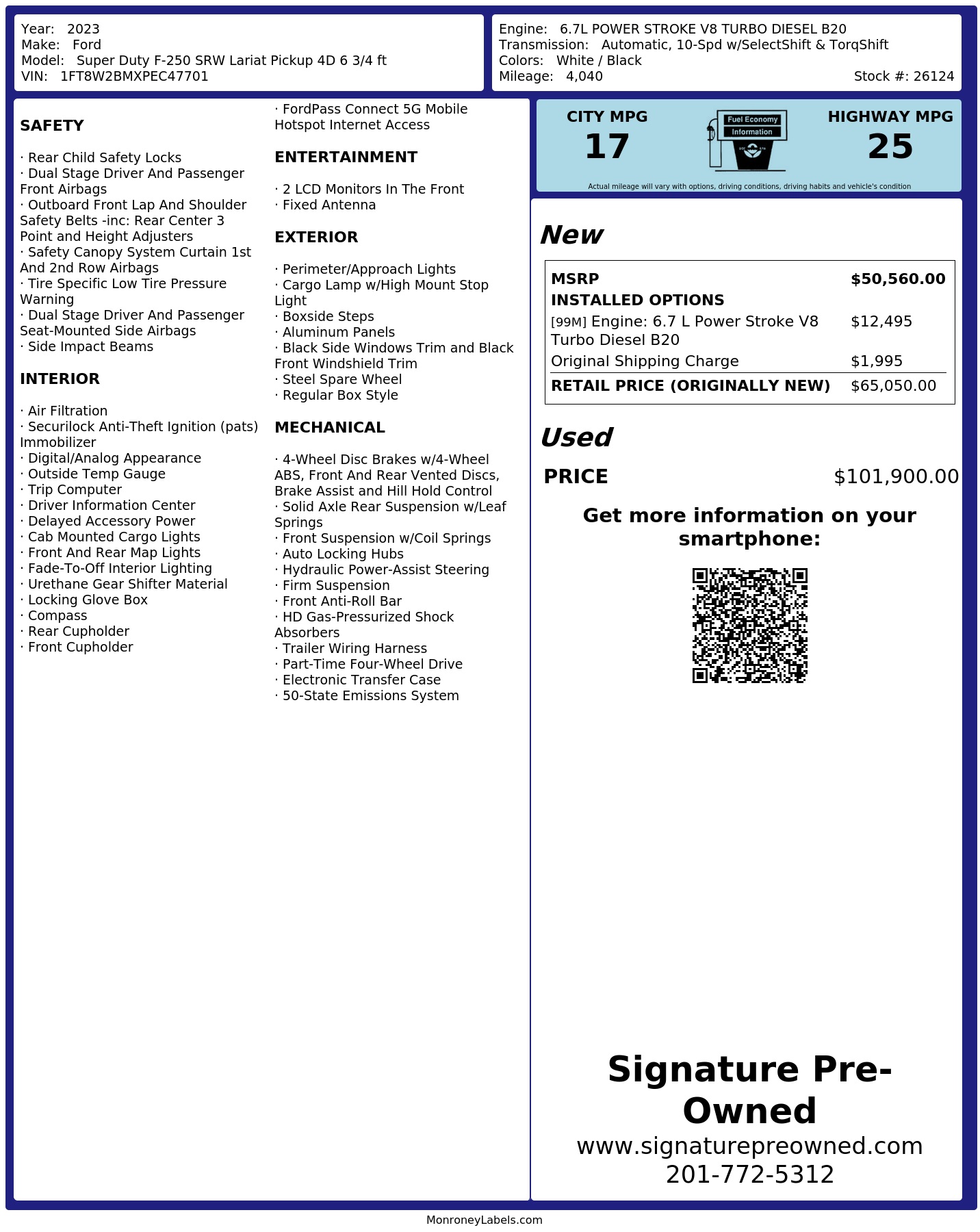 Monroney Label