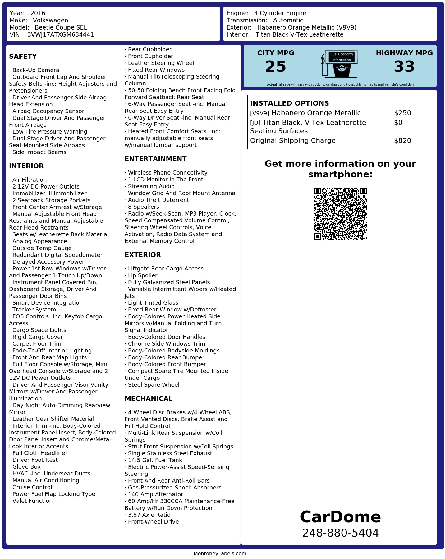 Monroney Label