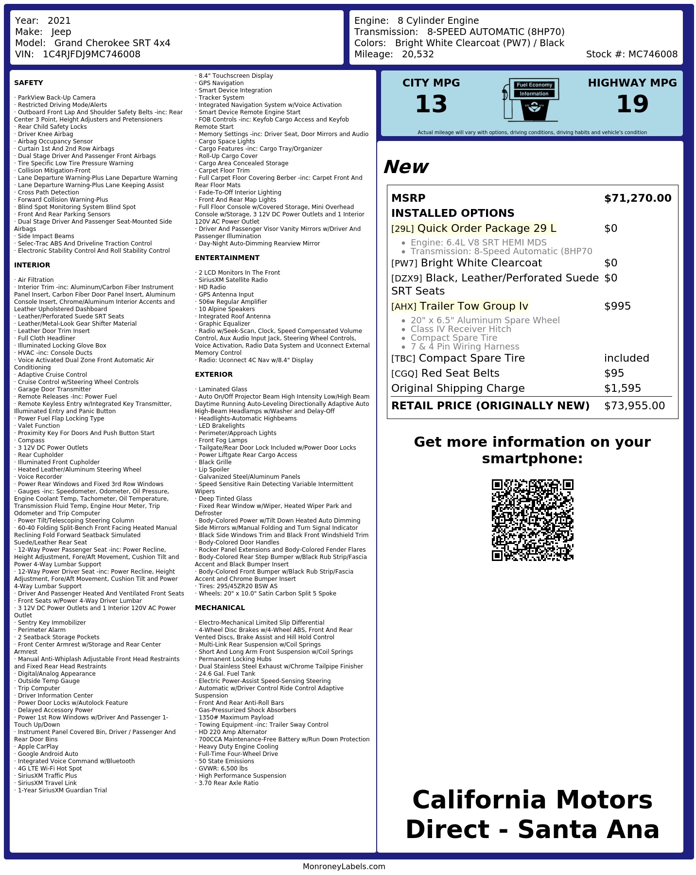 Monroney Label