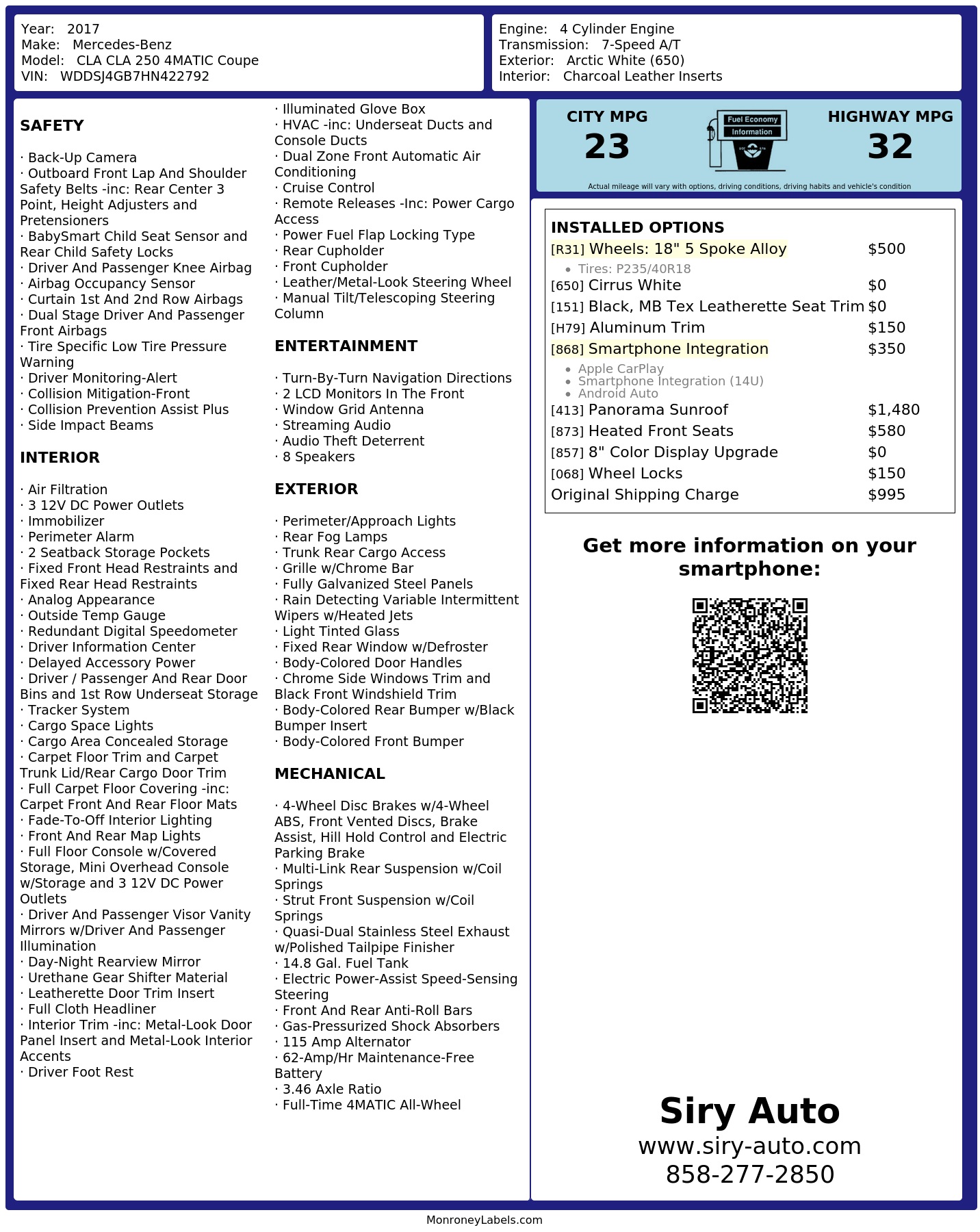 Monroney Label
