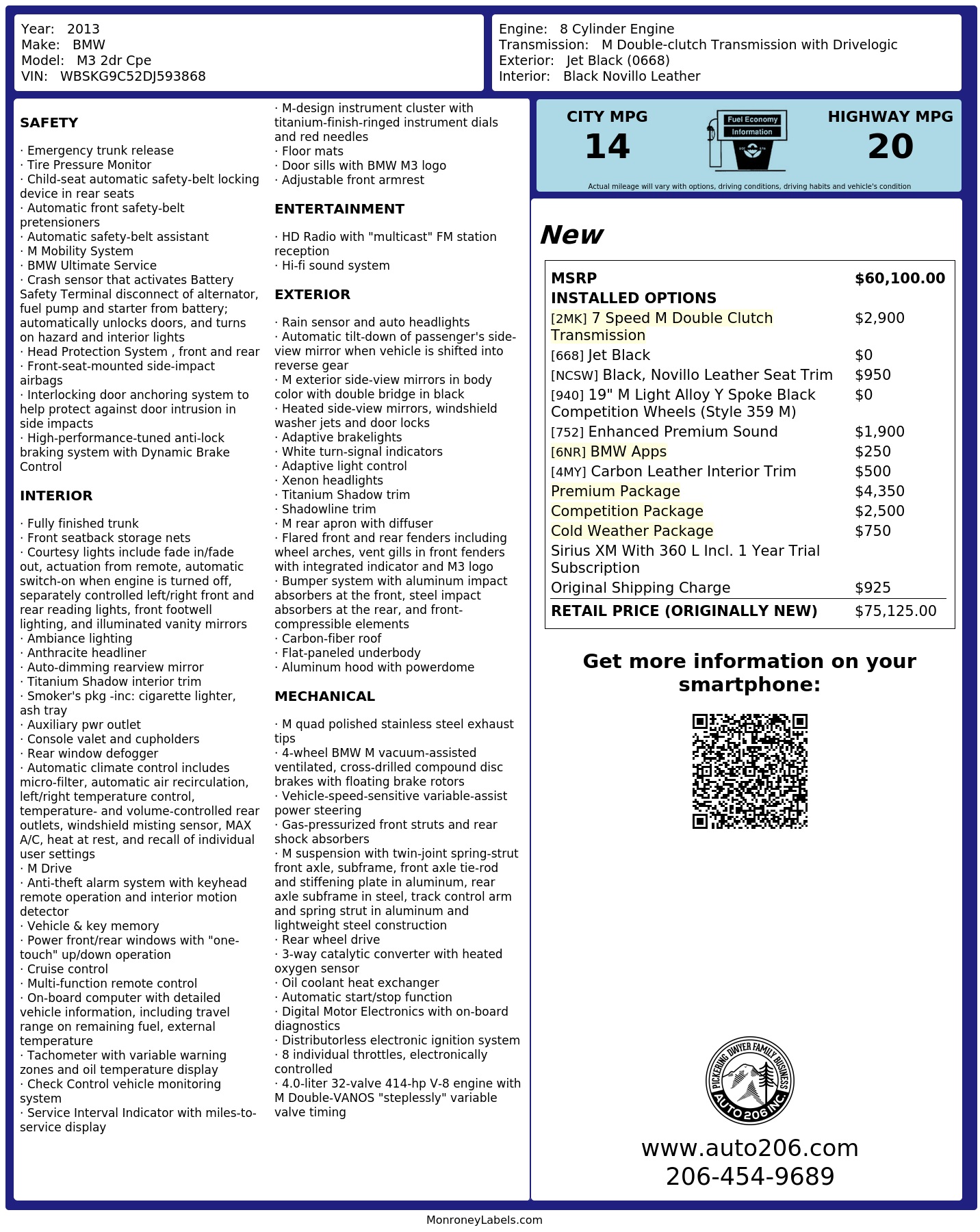 Monroney Label