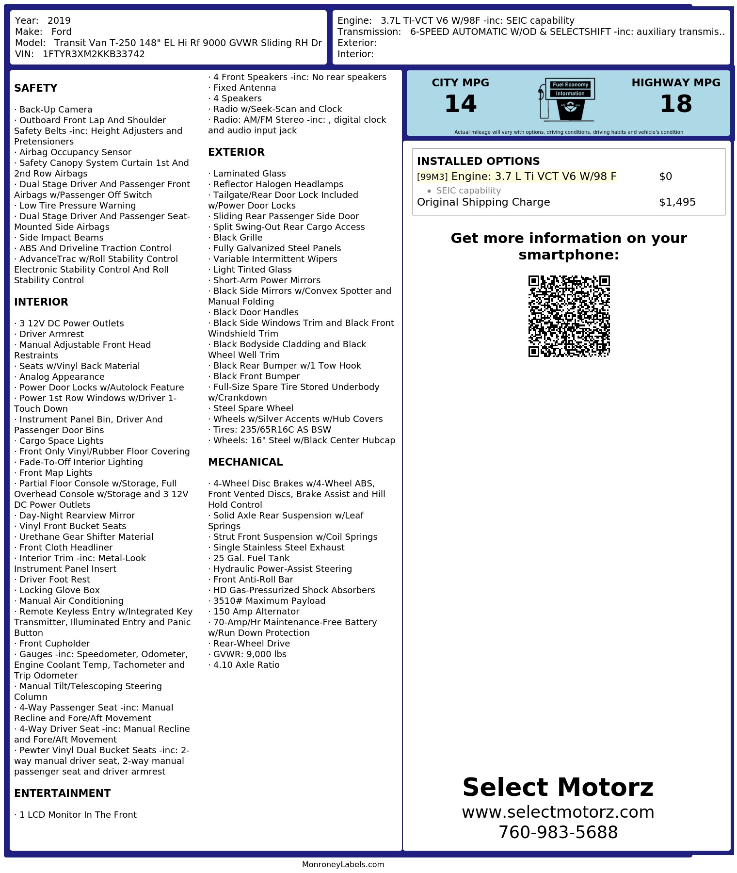 Monroney Label